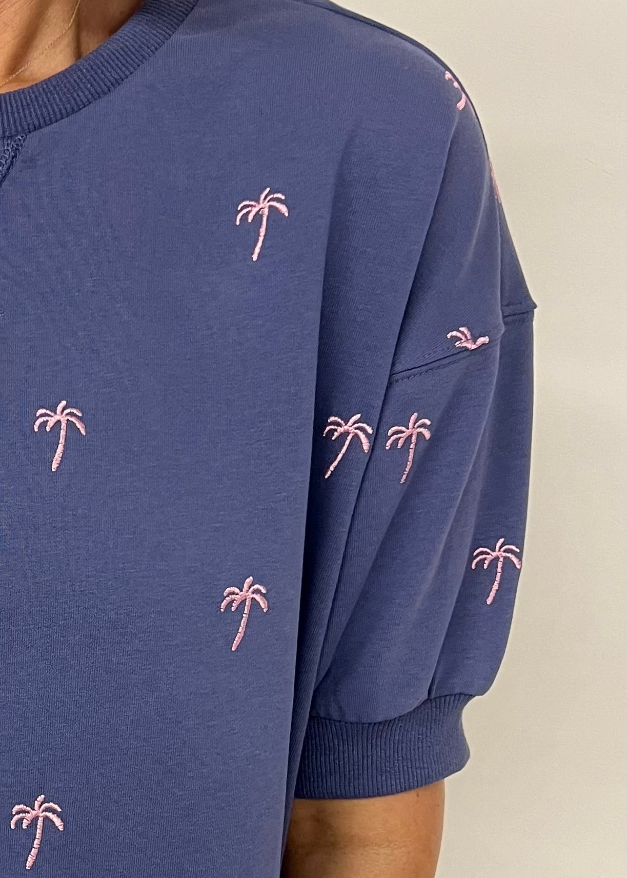 Pacific Palm Embroidered Top-FINAL SALE