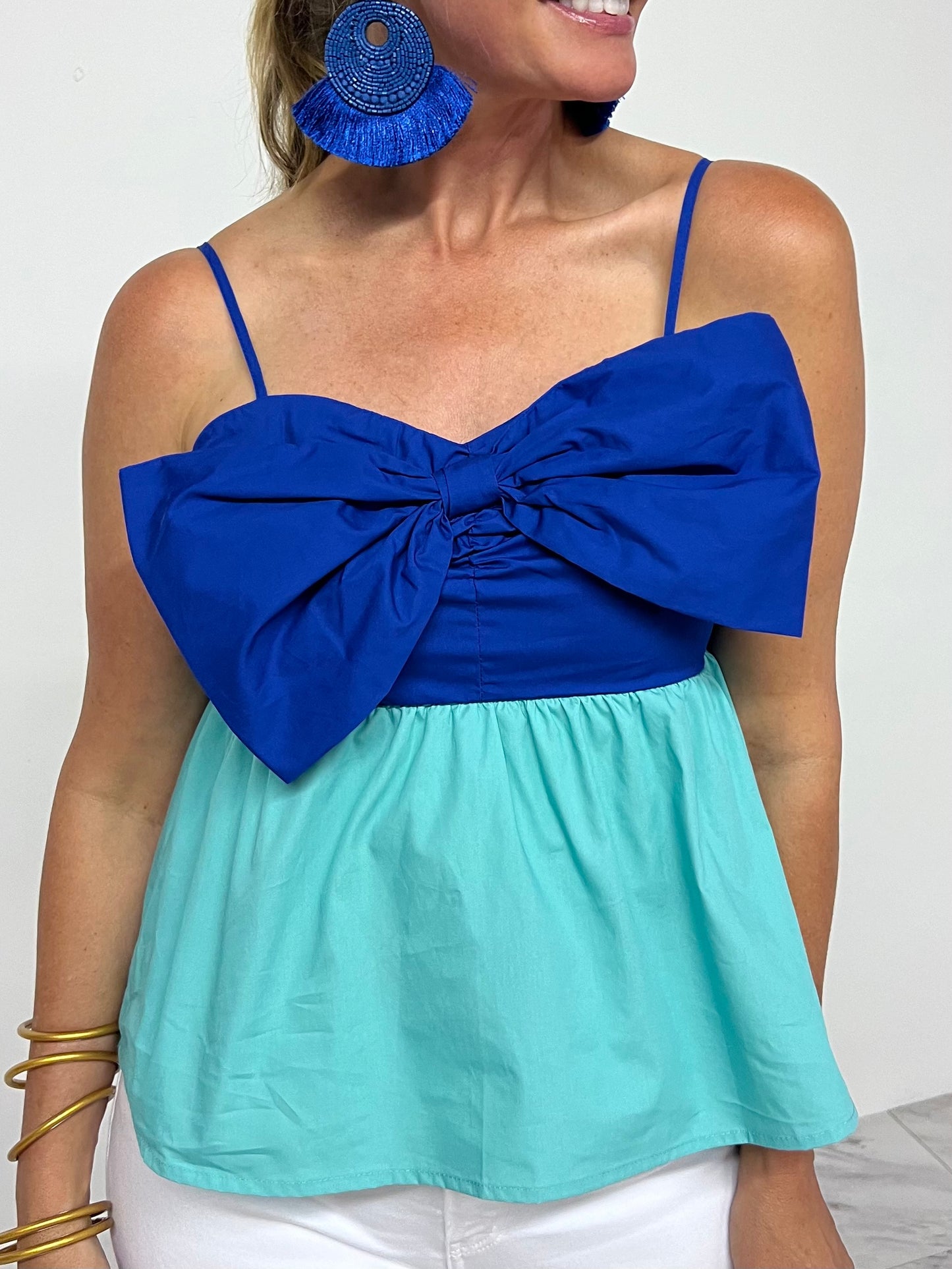 Eloise Bow Top (Blue)-FINAL SALE
