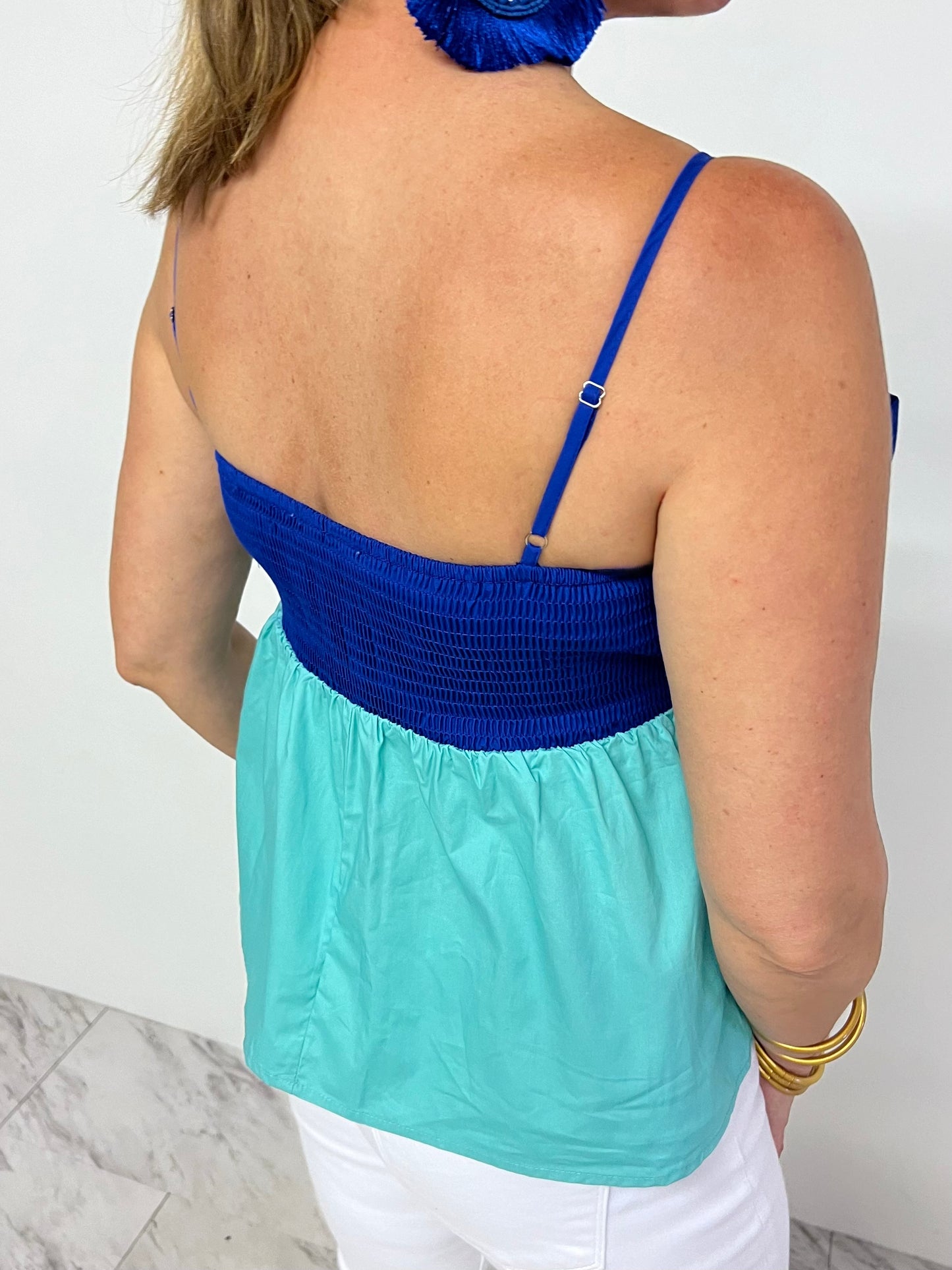 Eloise Bow Top (Blue)-FINAL SALE