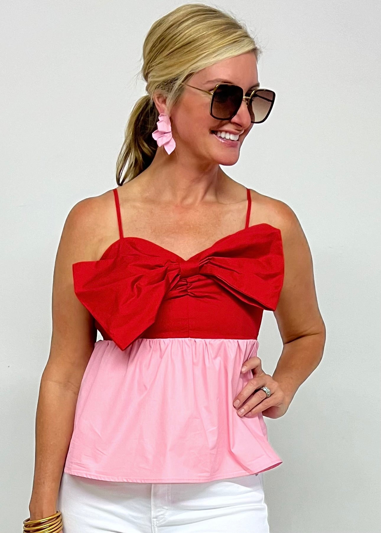 Eloise Bow Top (Red)-FINAL SALE