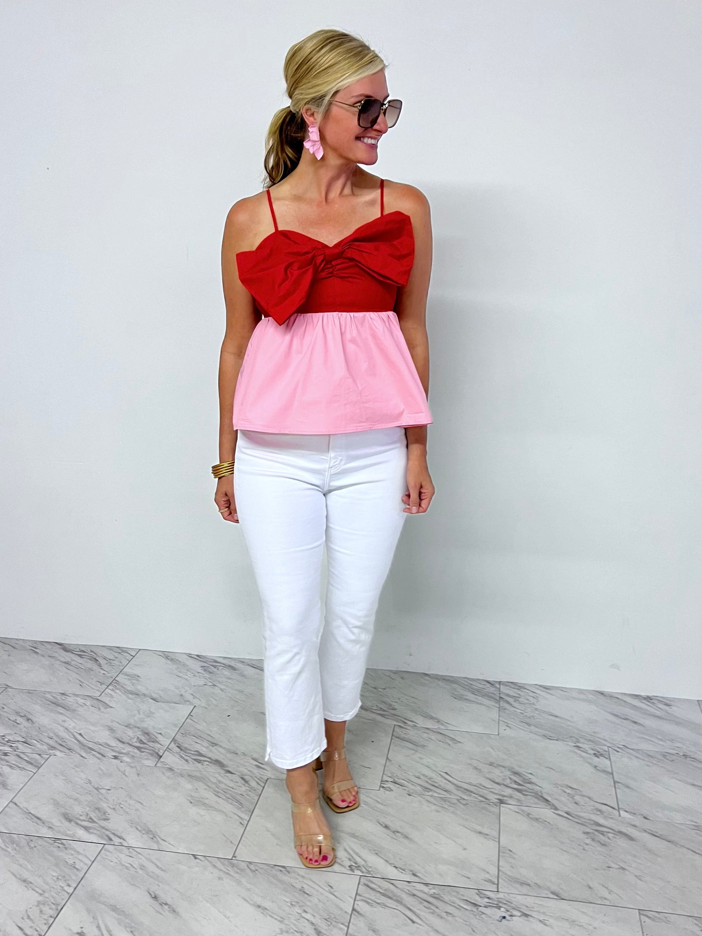 Eloise Bow Top (Red)-FINAL SALE