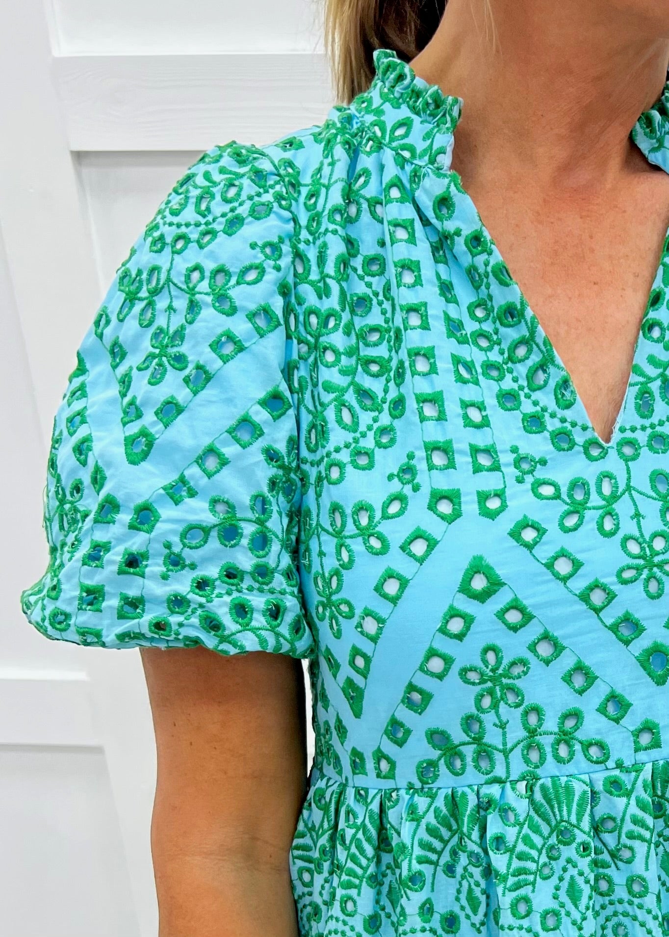 green eyelet dress At Sea Eyelet Dress – shop chartreuse