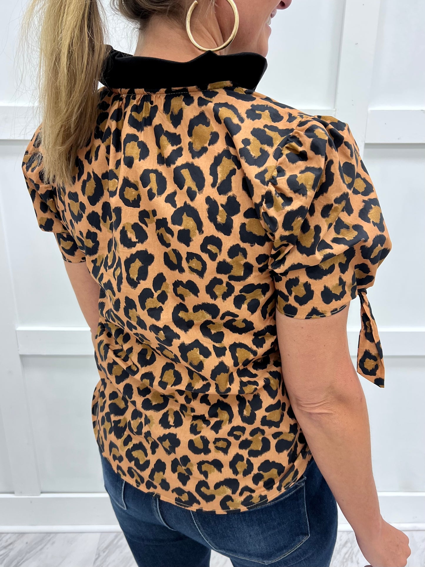 Chandler Cheetah Tie Sleeve Top
