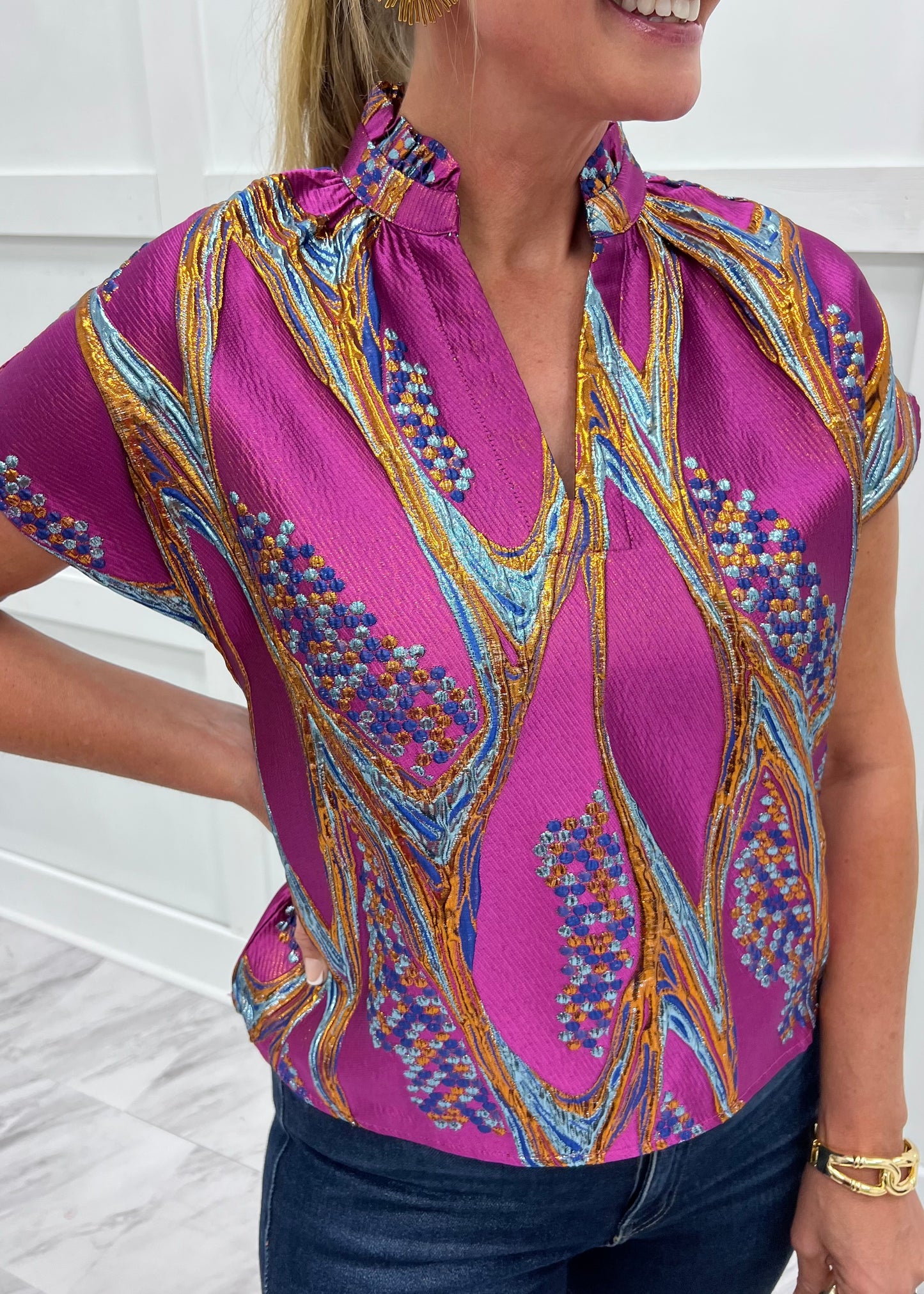 Dahlia Vibrant Pattern Top