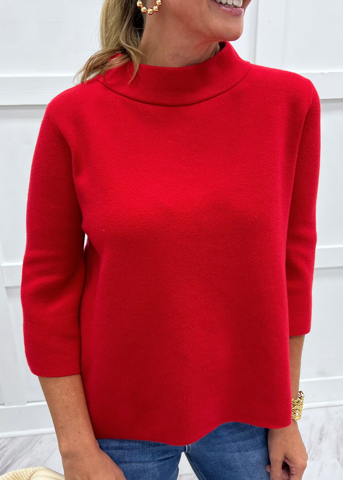Estelle Red Mock Neck Sweater