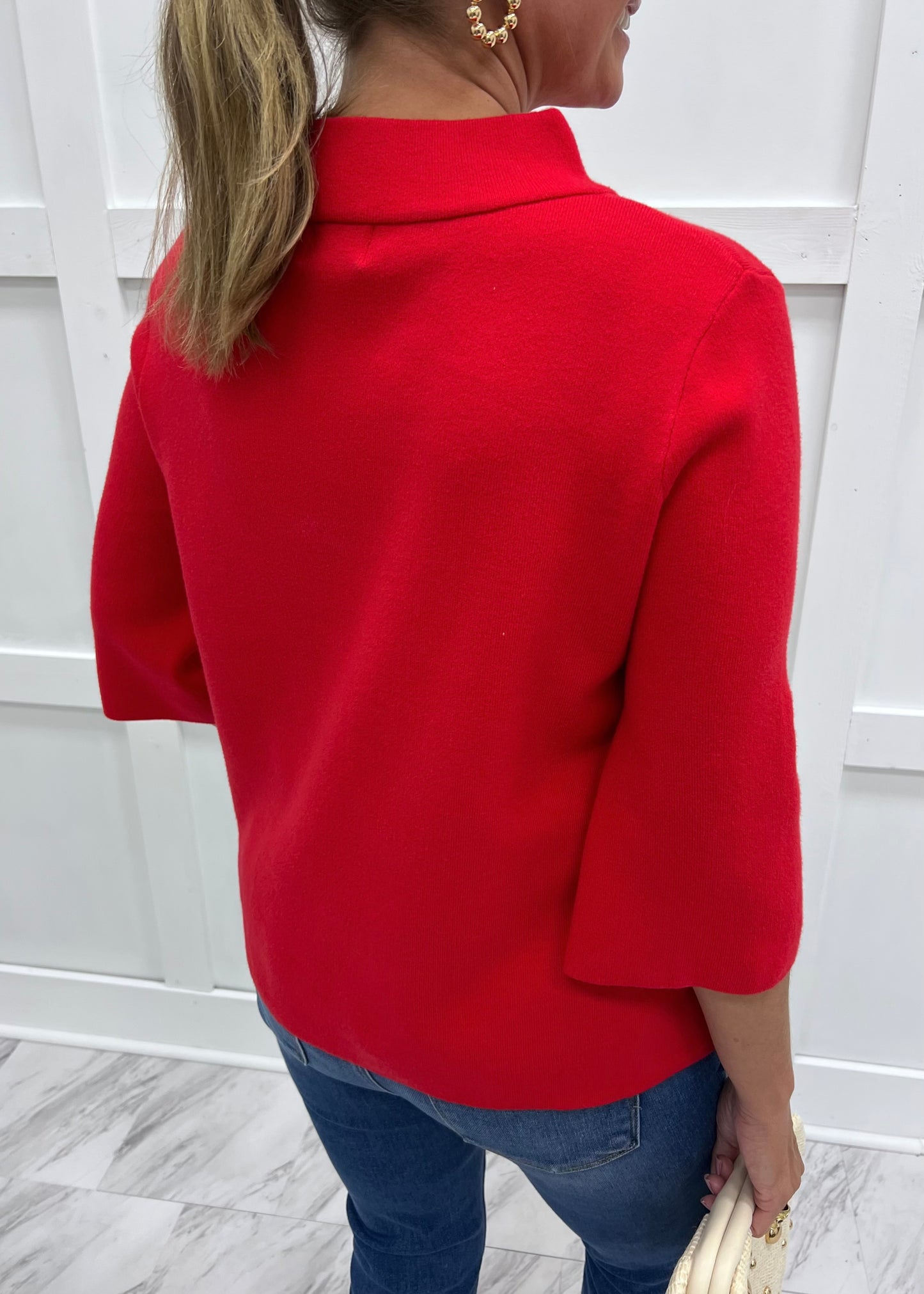 Estelle Red Mock Neck Sweater