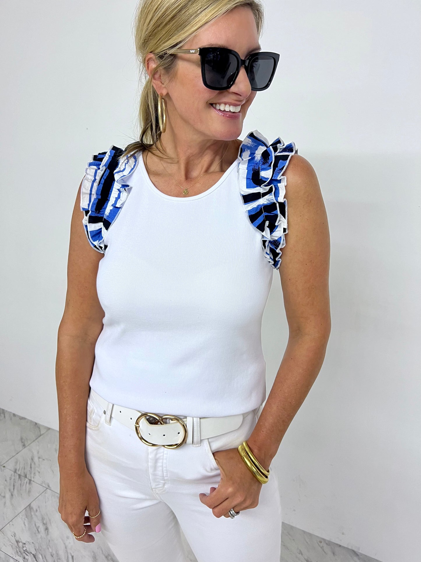 On a Clear Day Flutter Sleeve Top-FINAL SALE