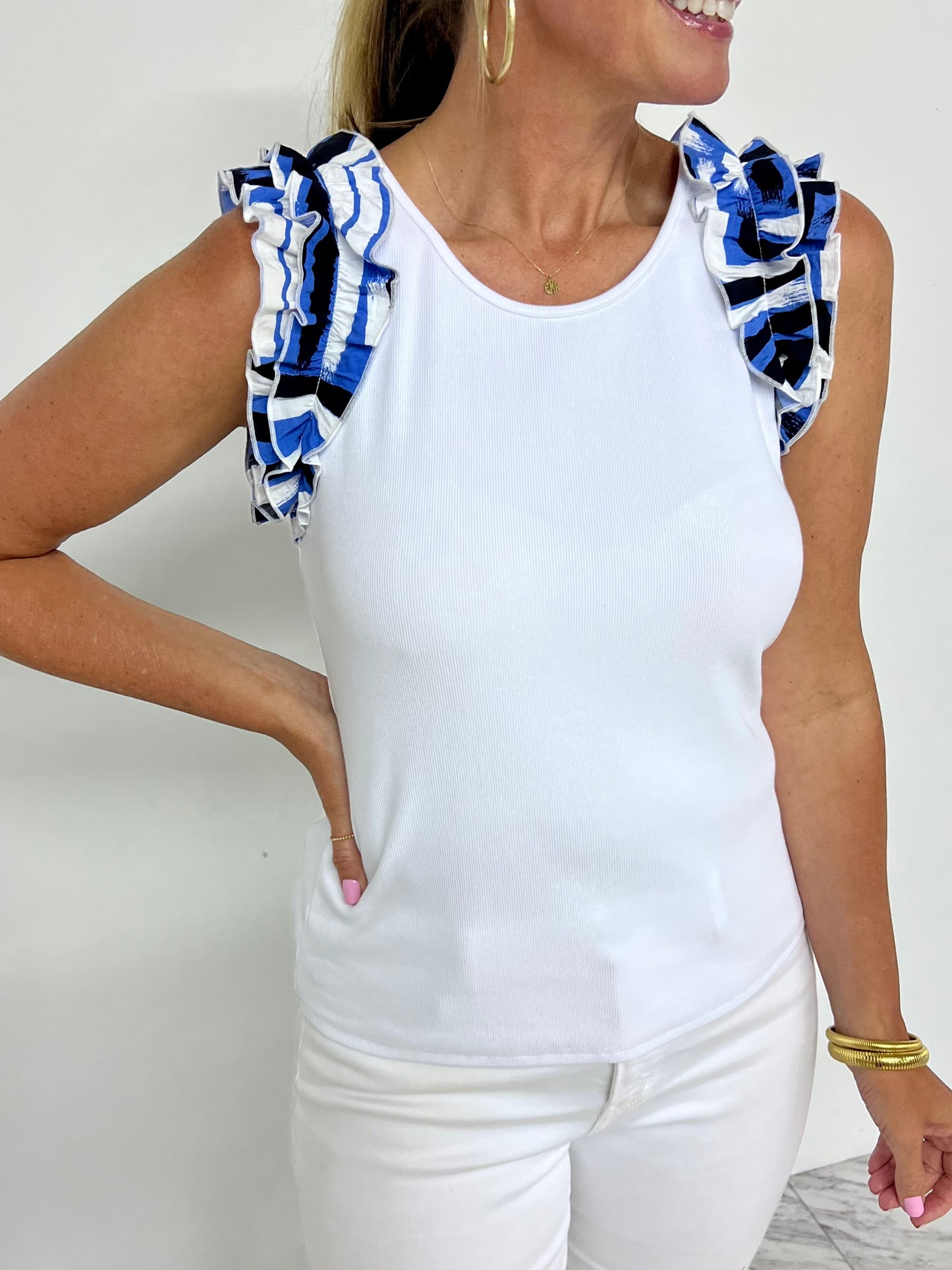 On a Clear Day Flutter Sleeve Top-FINAL SALE
