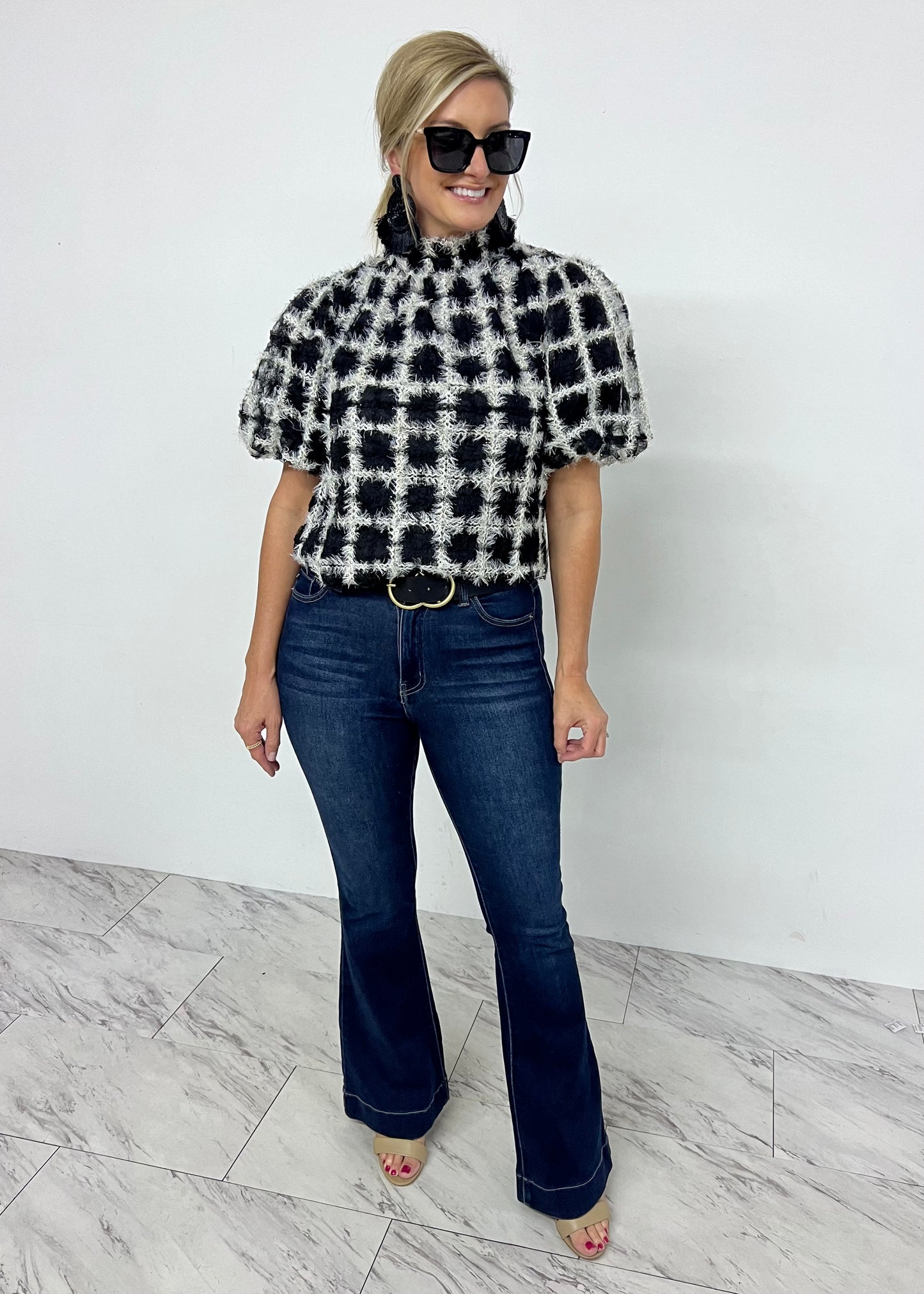 Gweneth Grid + Shimmer Top - FINAL SALE