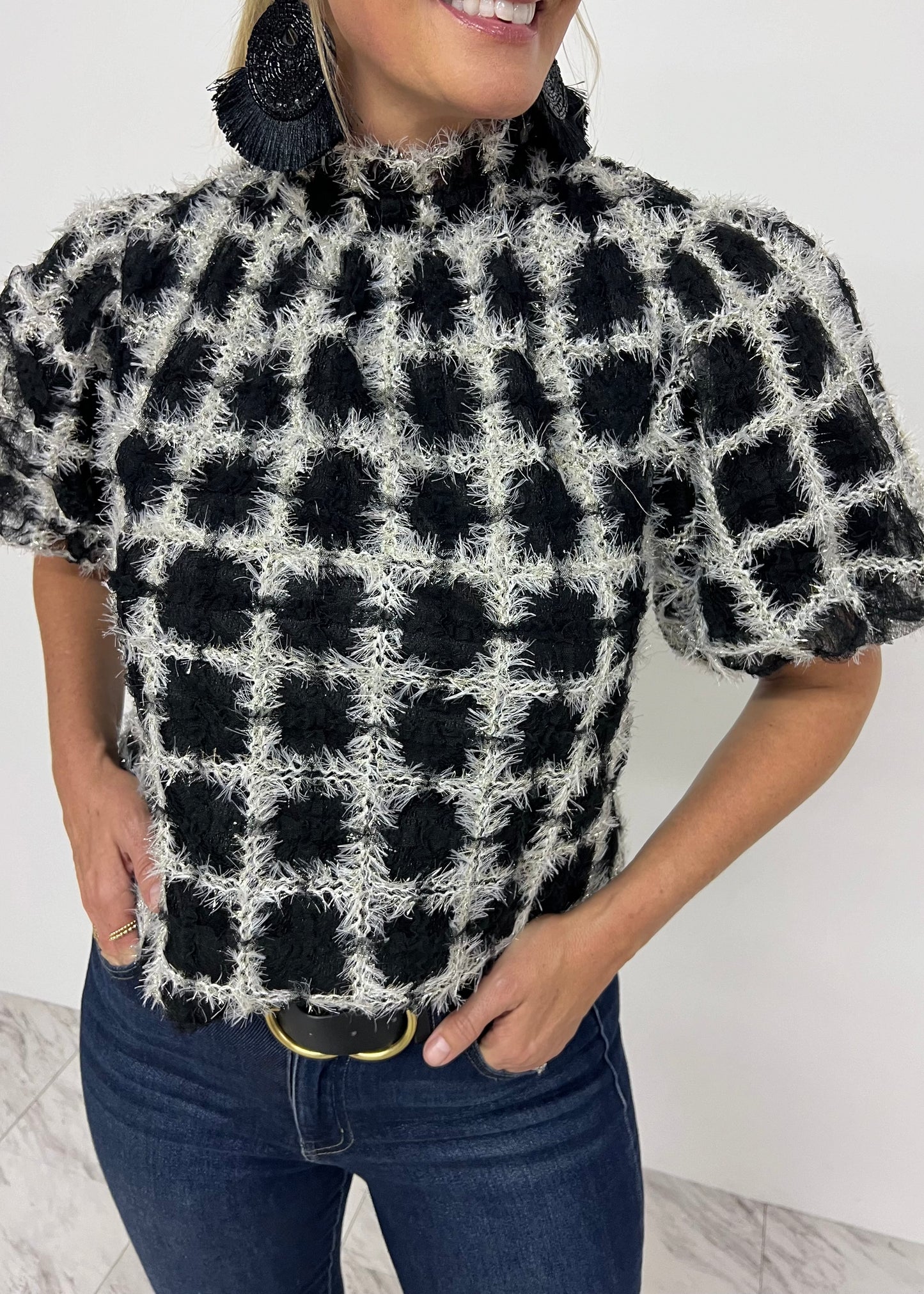 Gweneth Grid + Shimmer Top - FINAL SALE