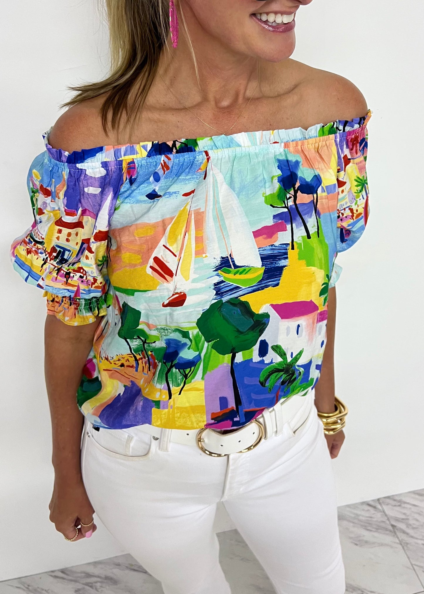 Island Breeze Off The Shoulder Top-FINAL SALE