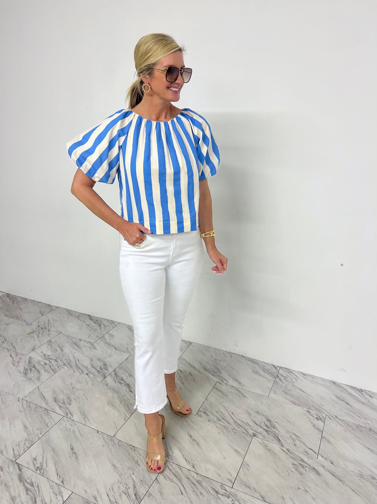 Cabana Blue Stripe Top-FINAL SALE