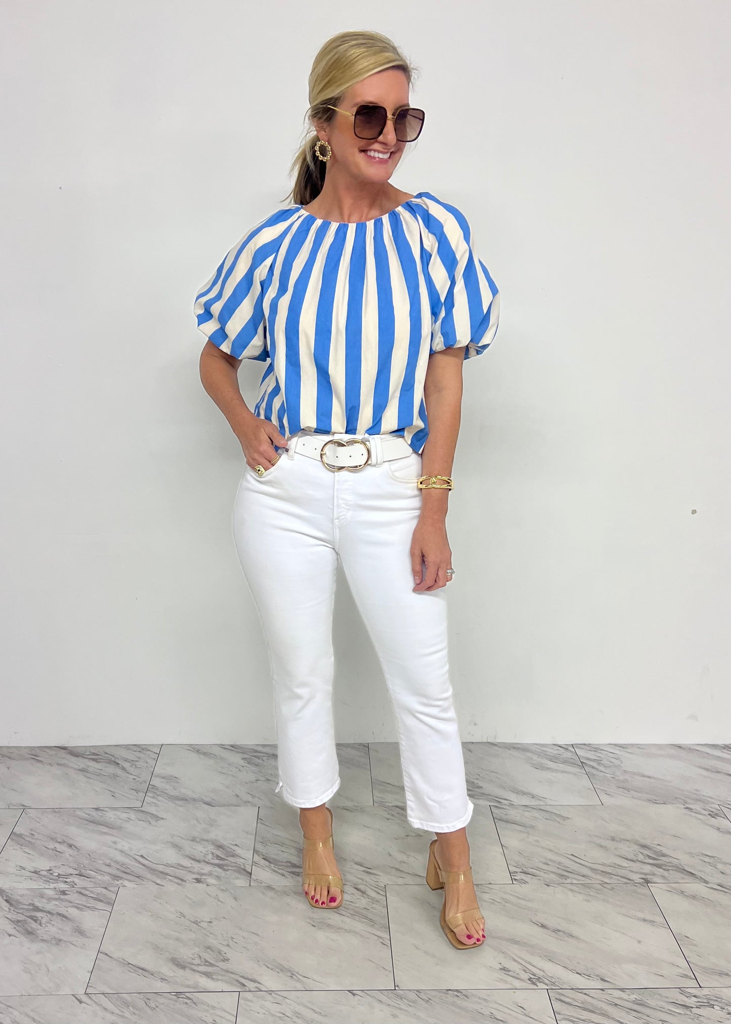 Cabana Blue Stripe Top-FINAL SALE