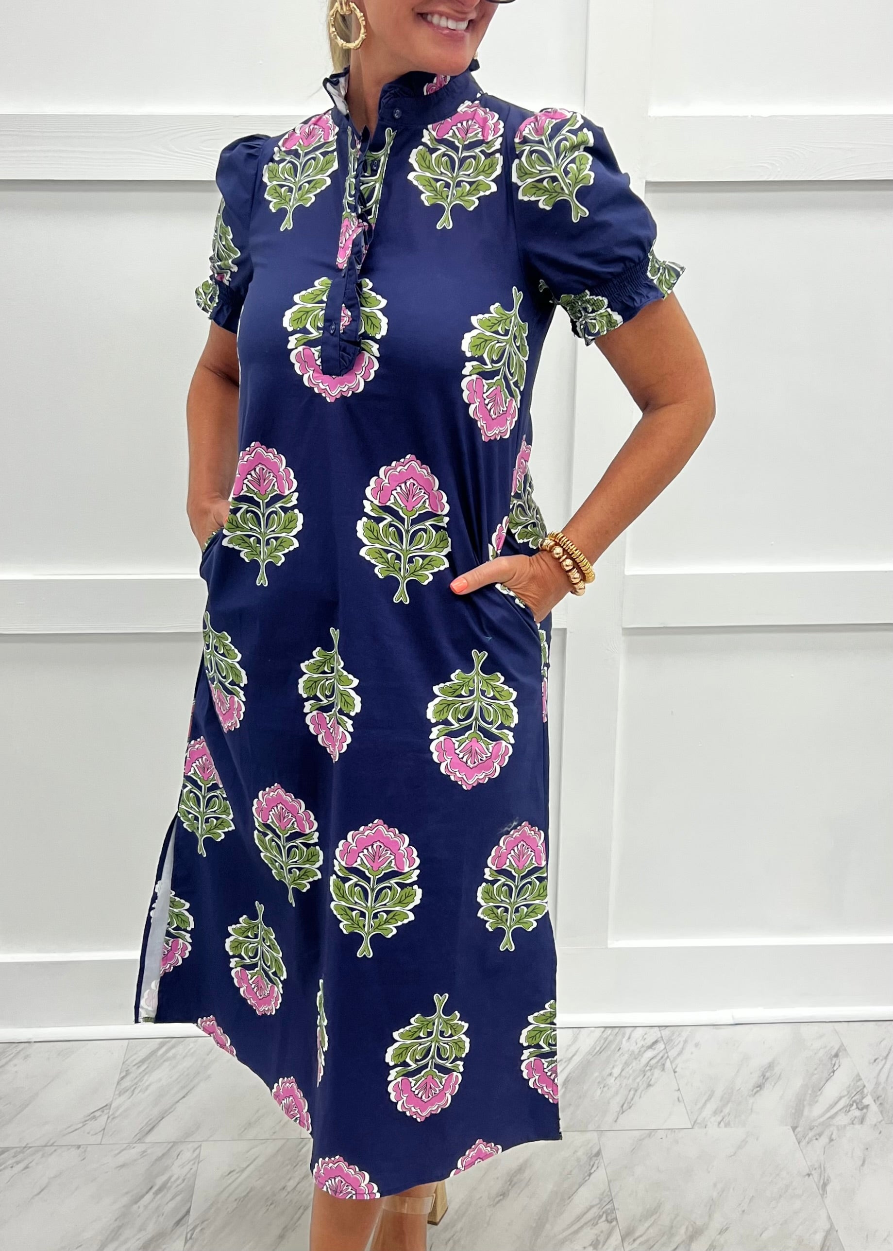 Melody Navy Flower Dress – shop chartreuse