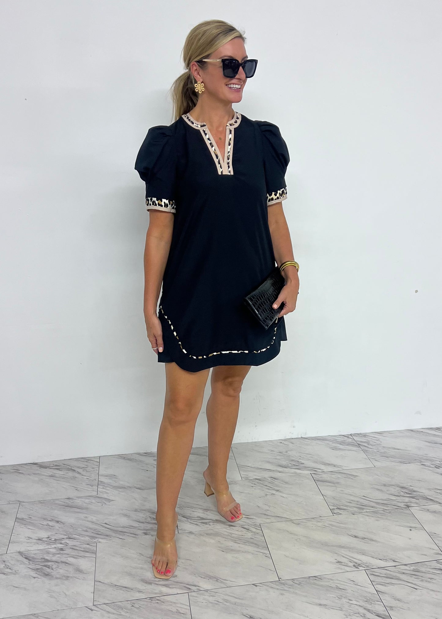 Lila Leopard Trim Dress