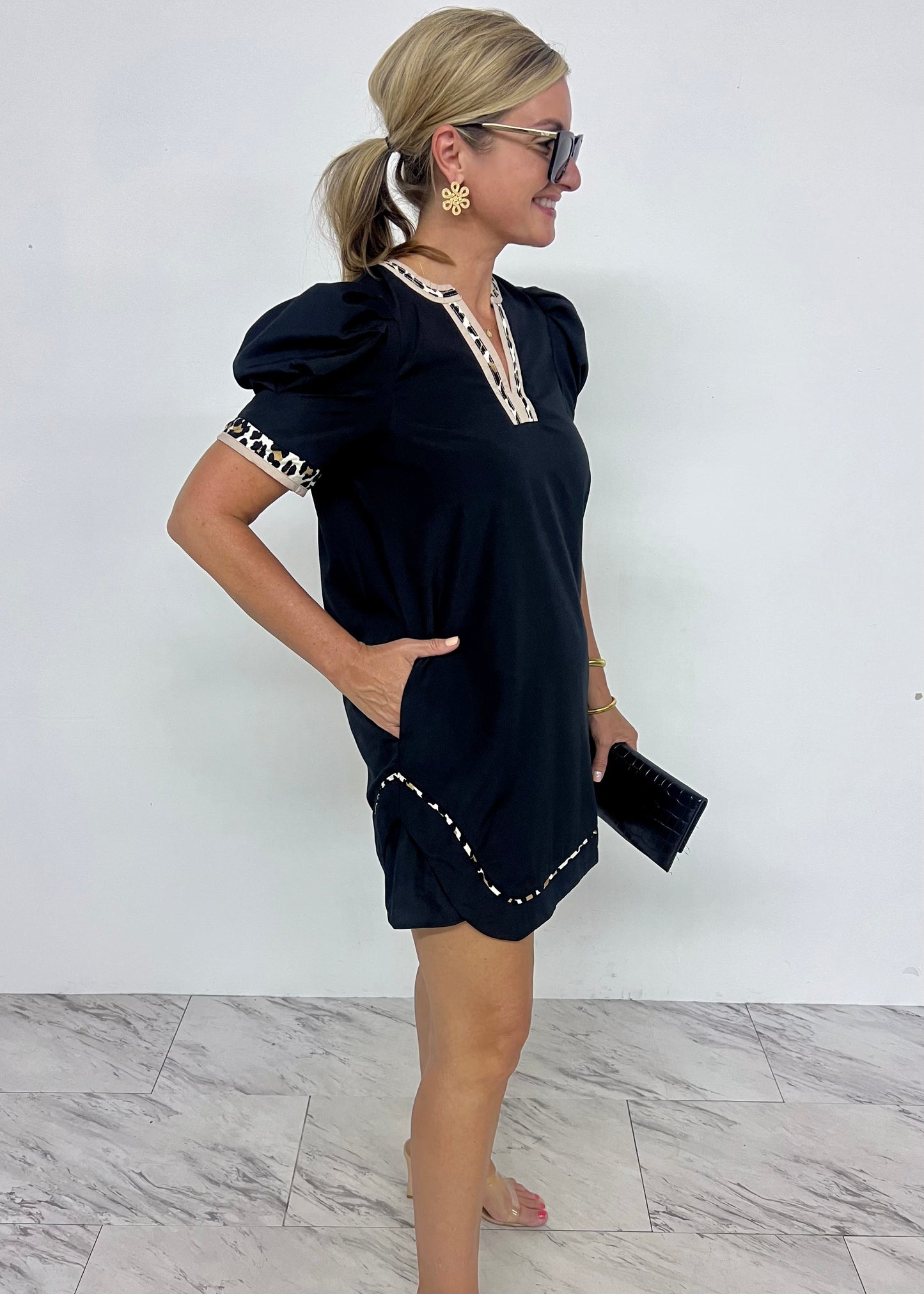 Lila Leopard Trim Dress