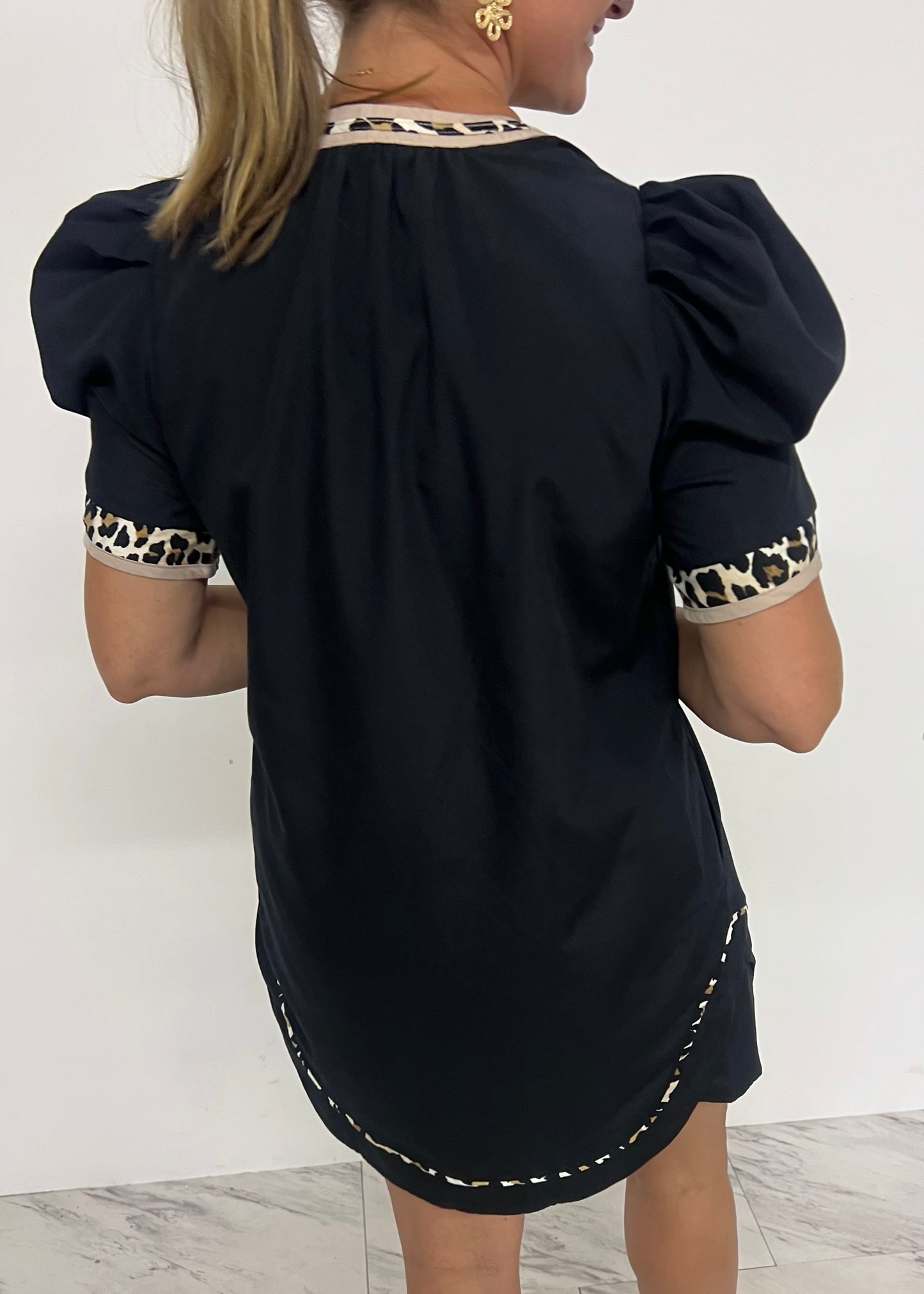 Lila Leopard Trim Dress