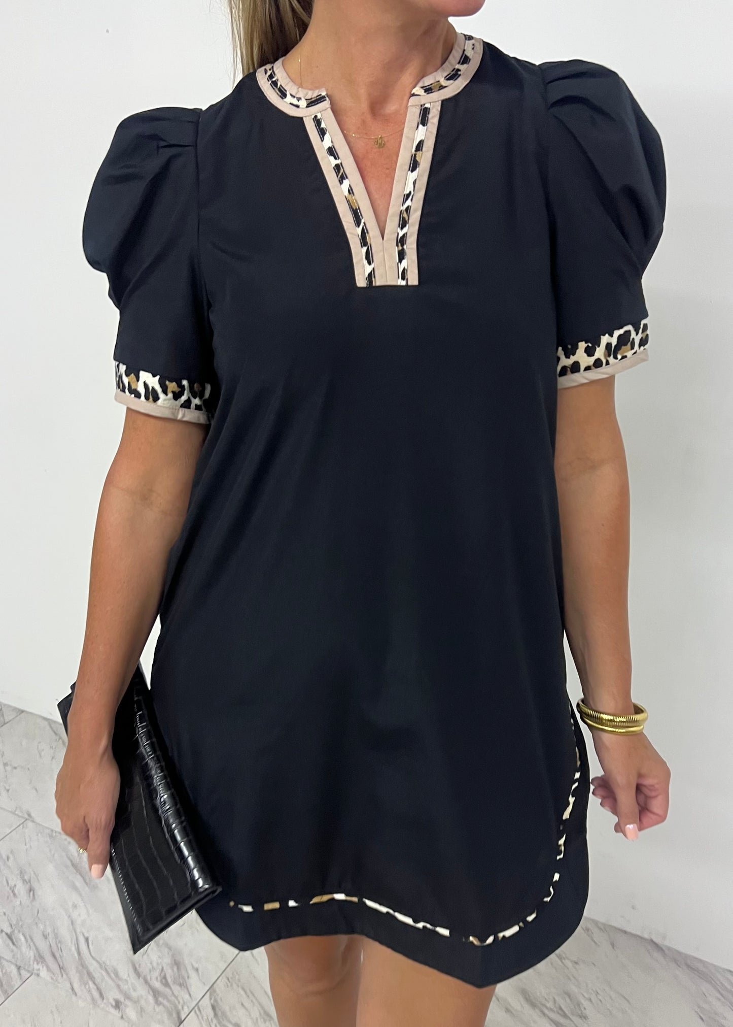Lila Leopard Trim Dress