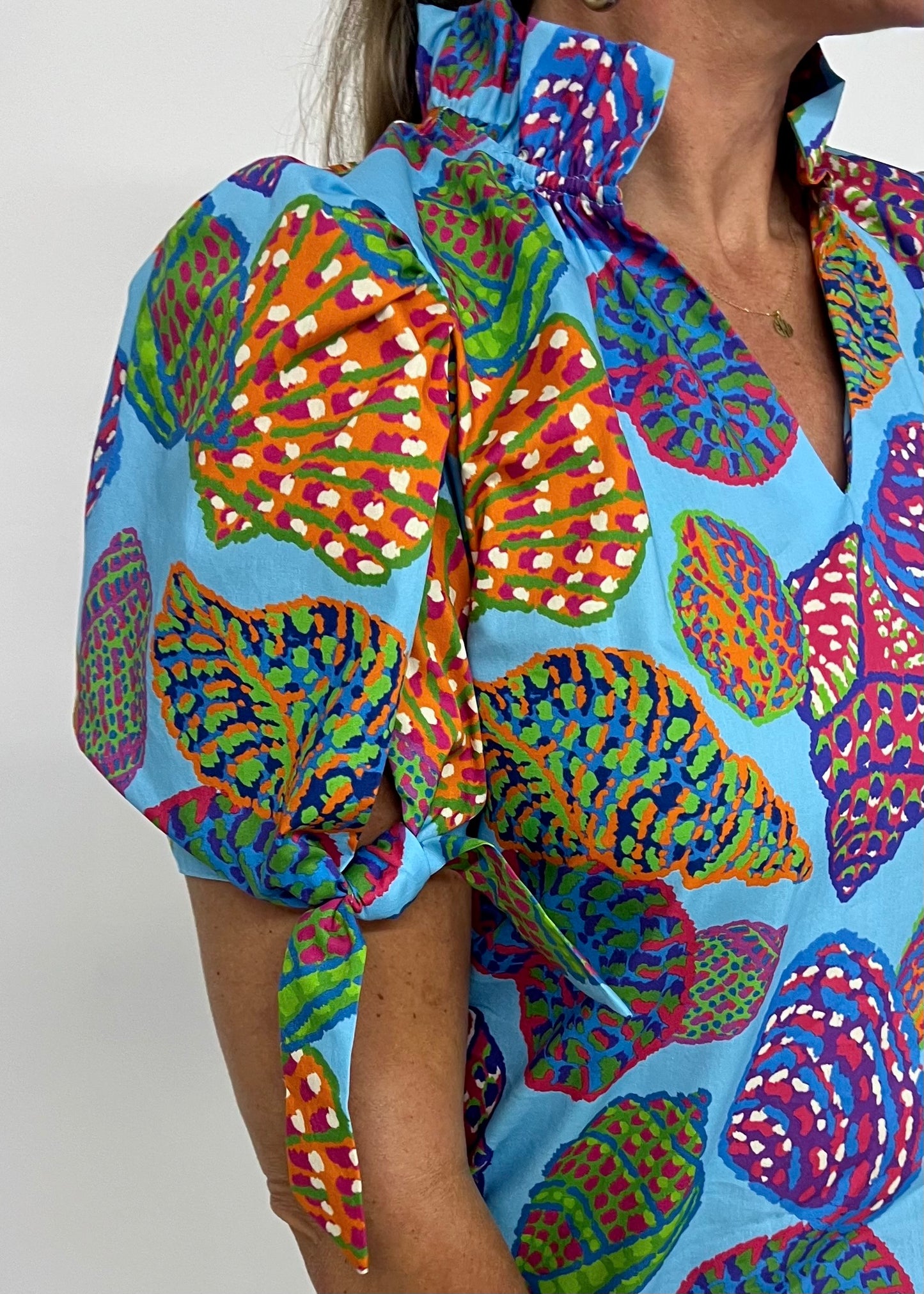 Simaya Shell Tie Sleeve Top-FINAL SALE