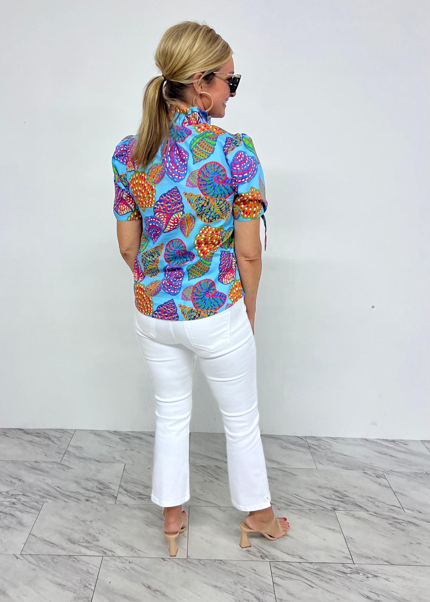 Simaya Shell Tie Sleeve Top-FINAL SALE