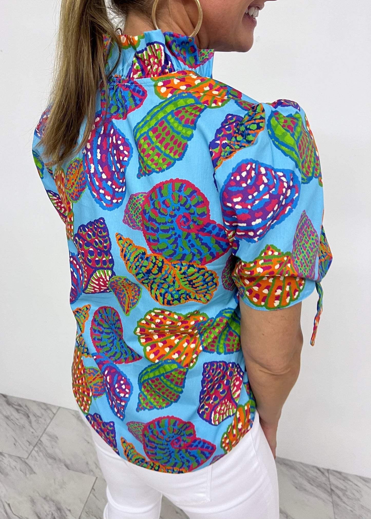 Simaya Shell Tie Sleeve Top-FINAL SALE