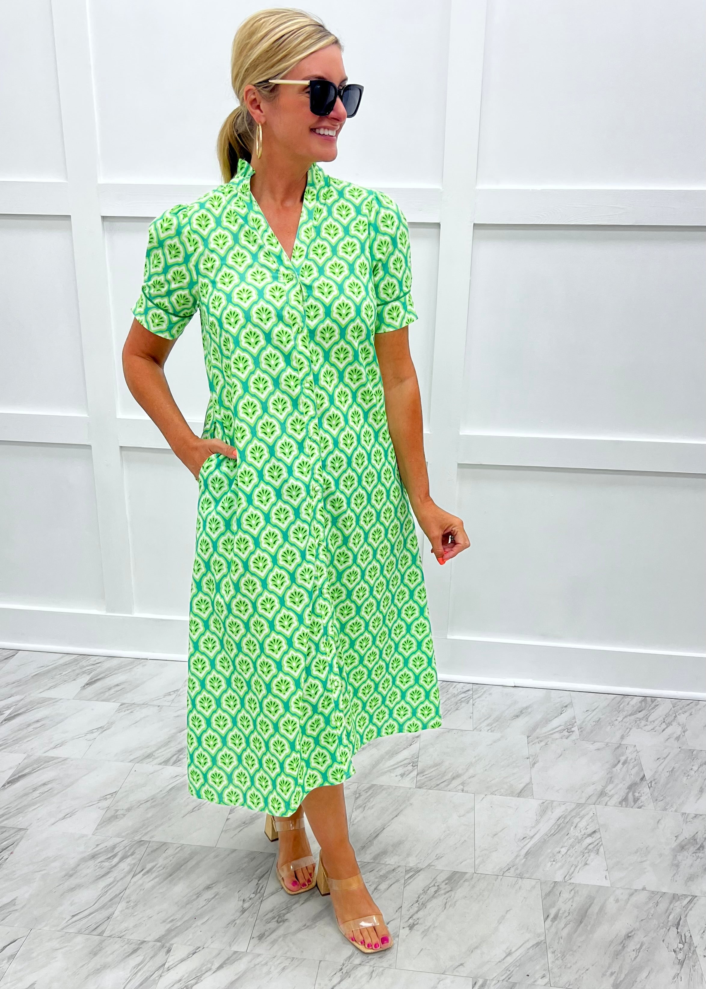 Greer Green Midi Dress – shop chartreuse
