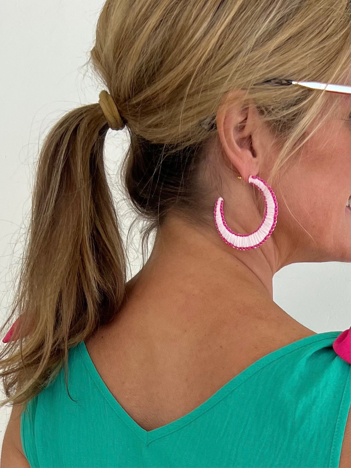 Playa Two Tone Raffia Hoop Earrings - FINAL SALE