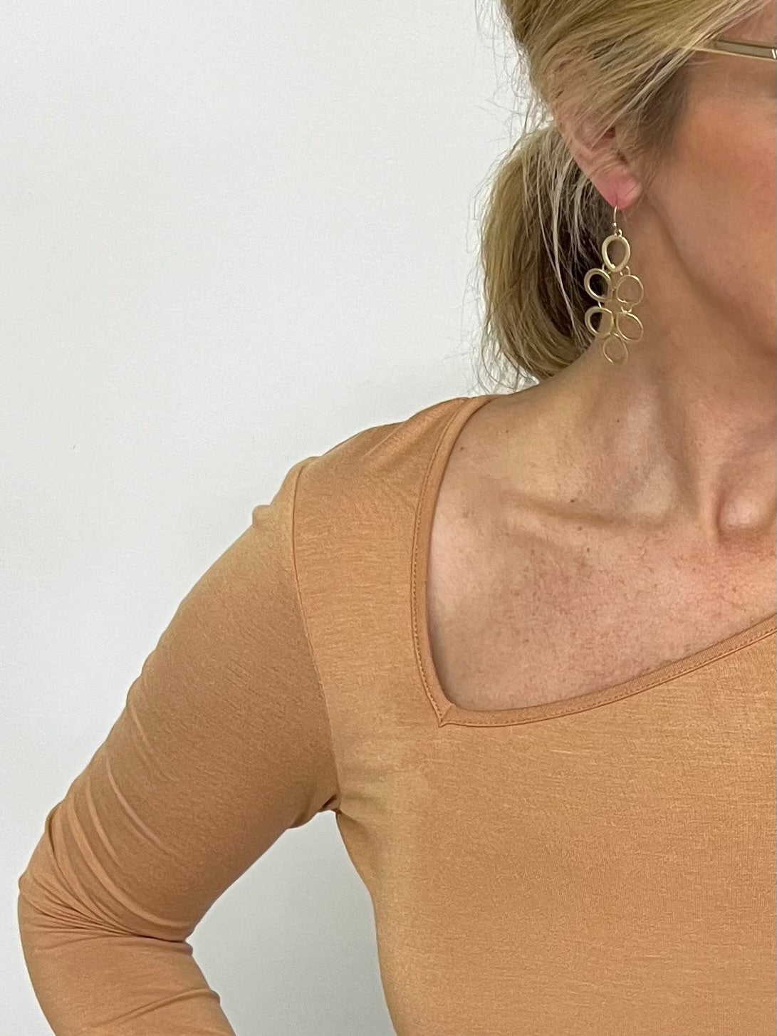Chelsea Check Neck Top (Camel) - FINAL SALE