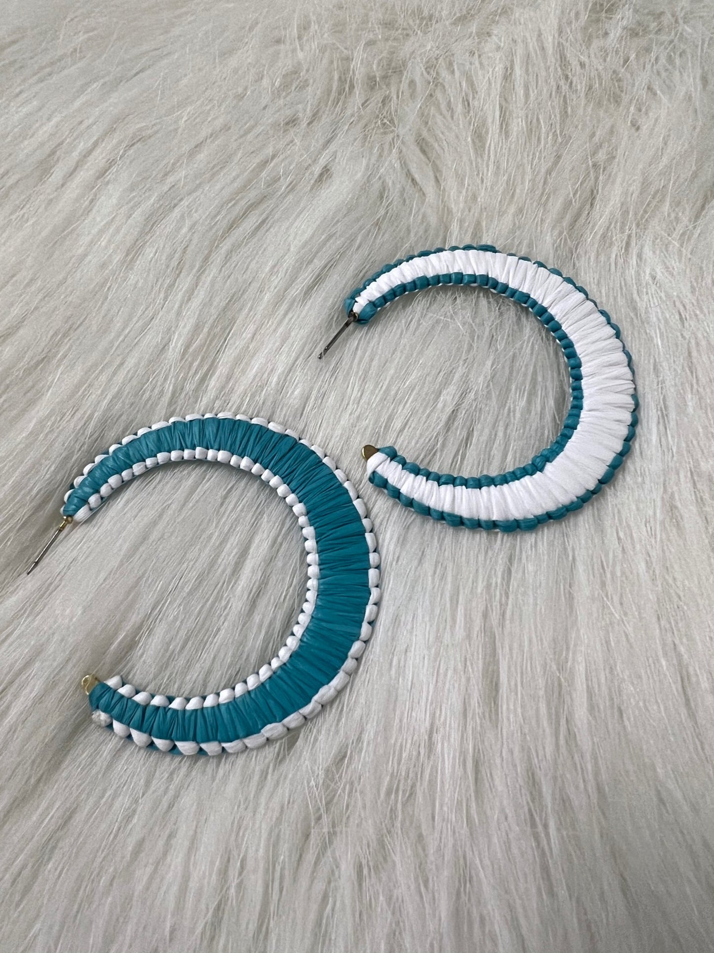 Playa Two Tone Raffia Hoop Earrings - FINAL SALE