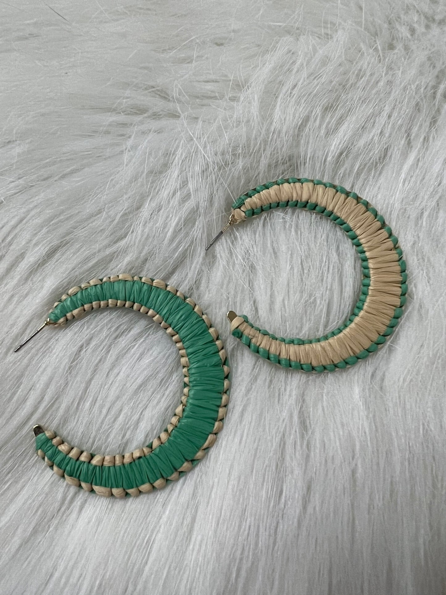 Playa Two Tone Raffia Hoop Earrings - FINAL SALE