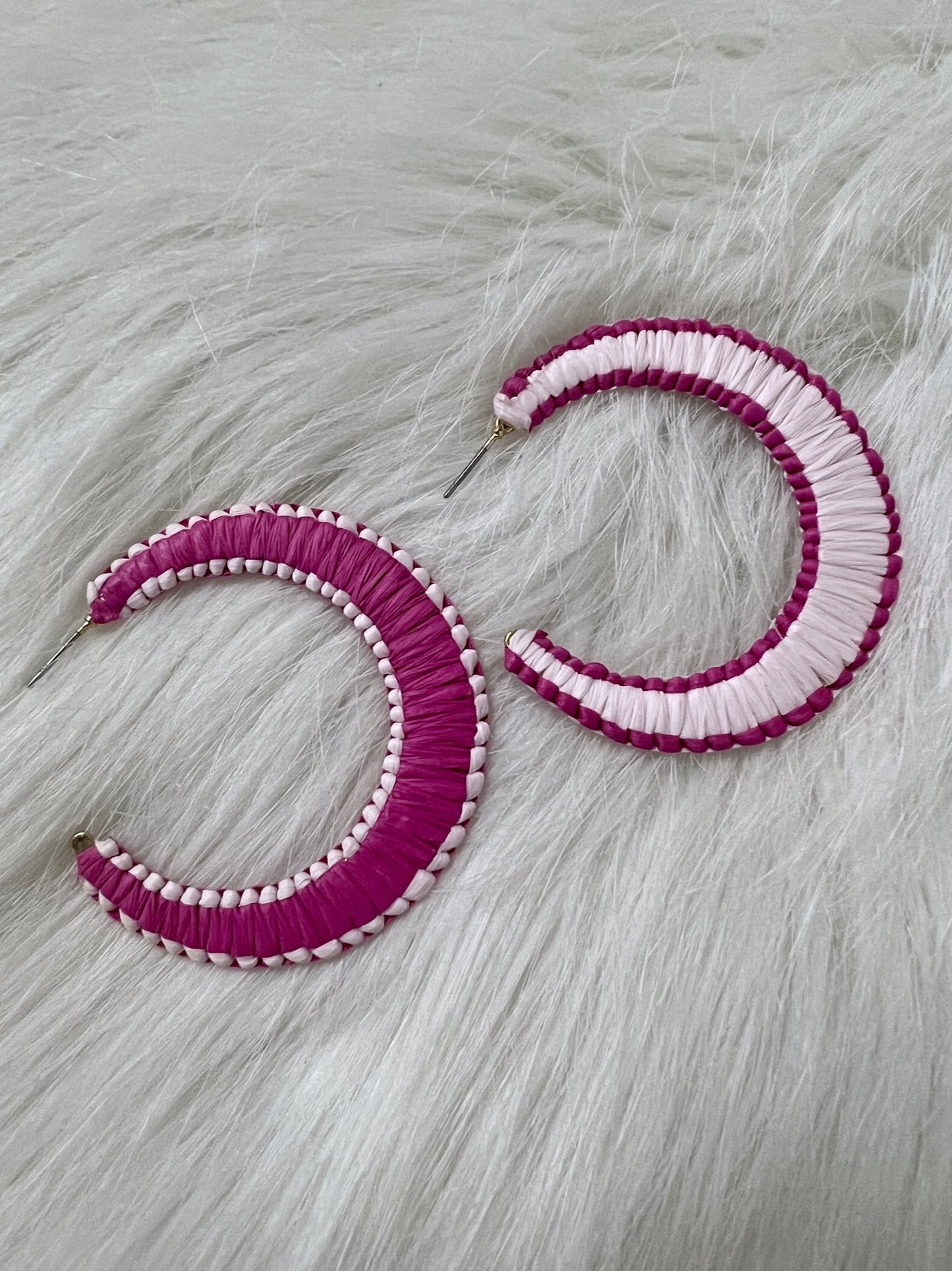 Playa Two Tone Raffia Hoop Earrings - FINAL SALE