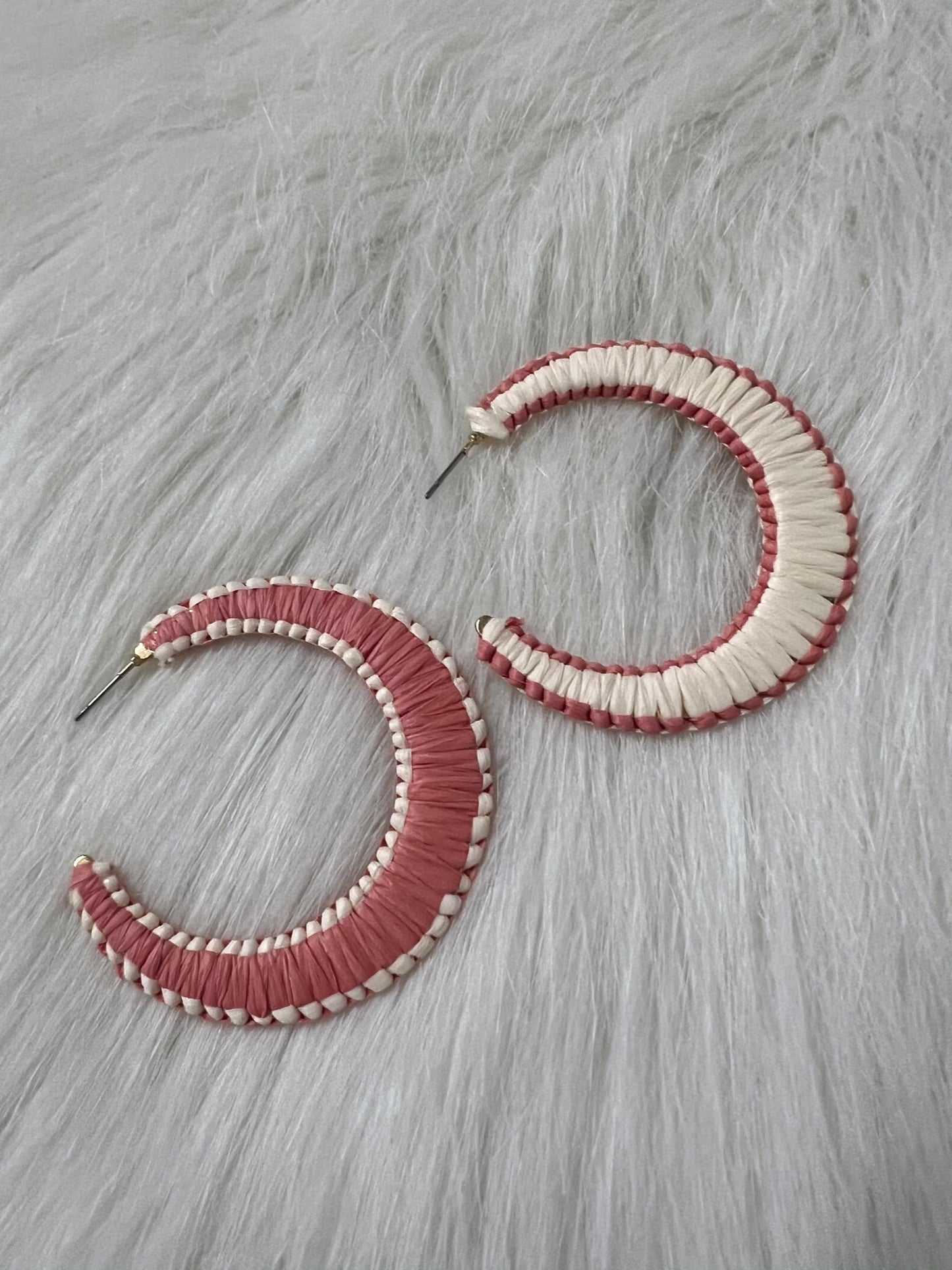 Playa Two Tone Raffia Hoop Earrings - FINAL SALE