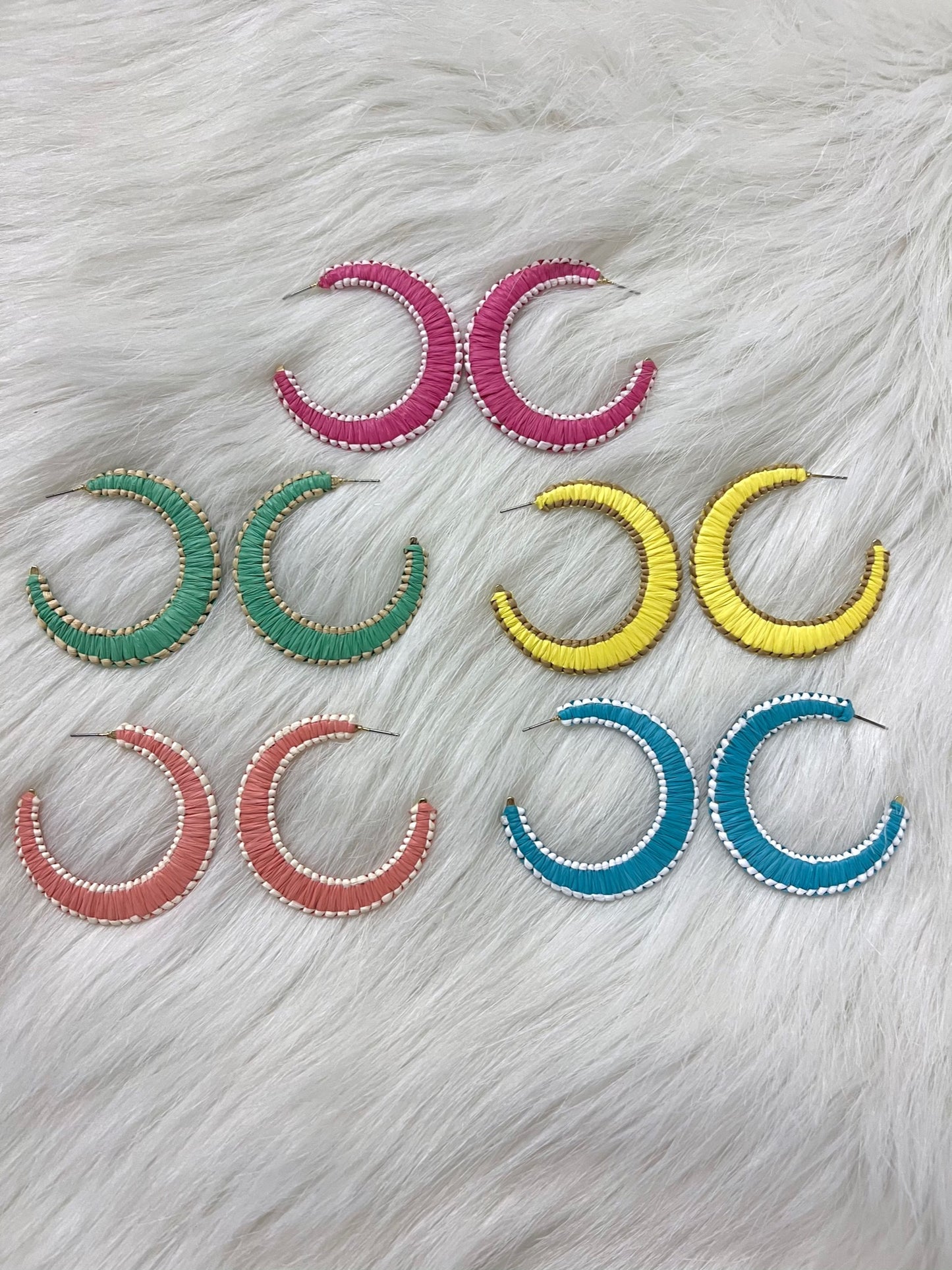 Playa Two Tone Raffia Hoop Earrings - FINAL SALE