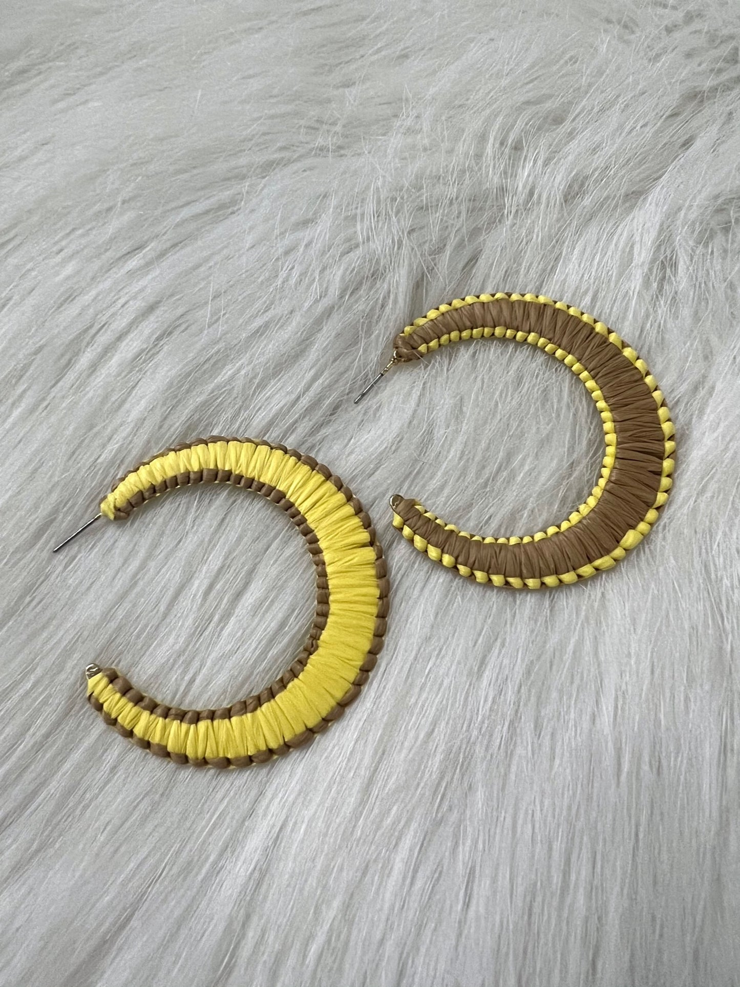 Playa Two Tone Raffia Hoop Earrings - FINAL SALE