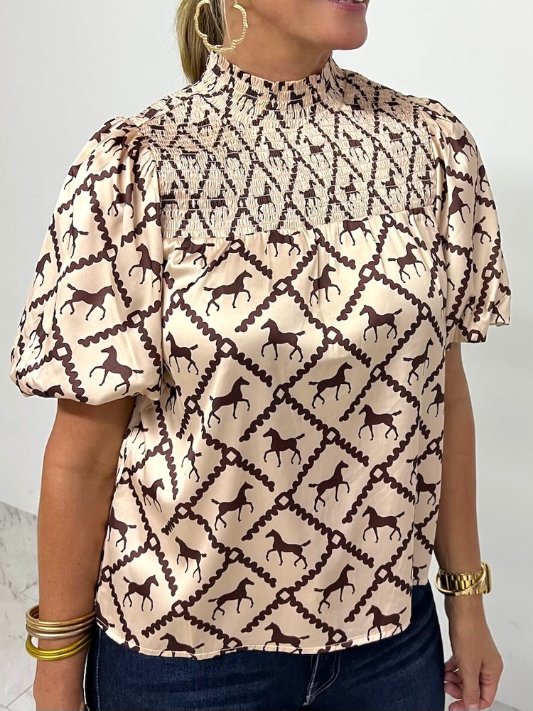 
                      
                        Woodford Horse Print Top - FINAL SALE
                      
                    