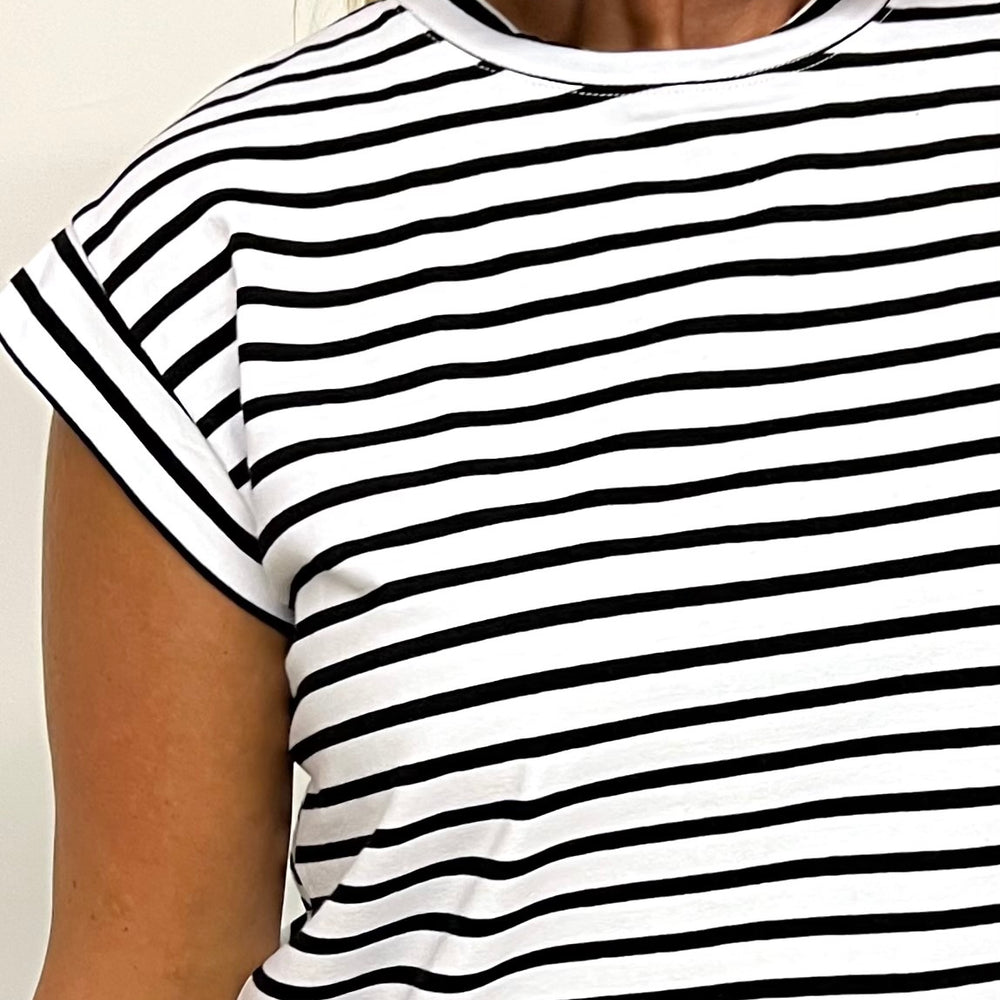 Carson Stripe Short Sleeve Top (Black) - FINAL SALE