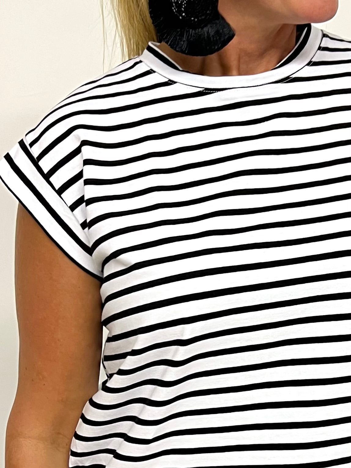 Carson Stripe Short Sleeve Top (Black) - FINAL SALE