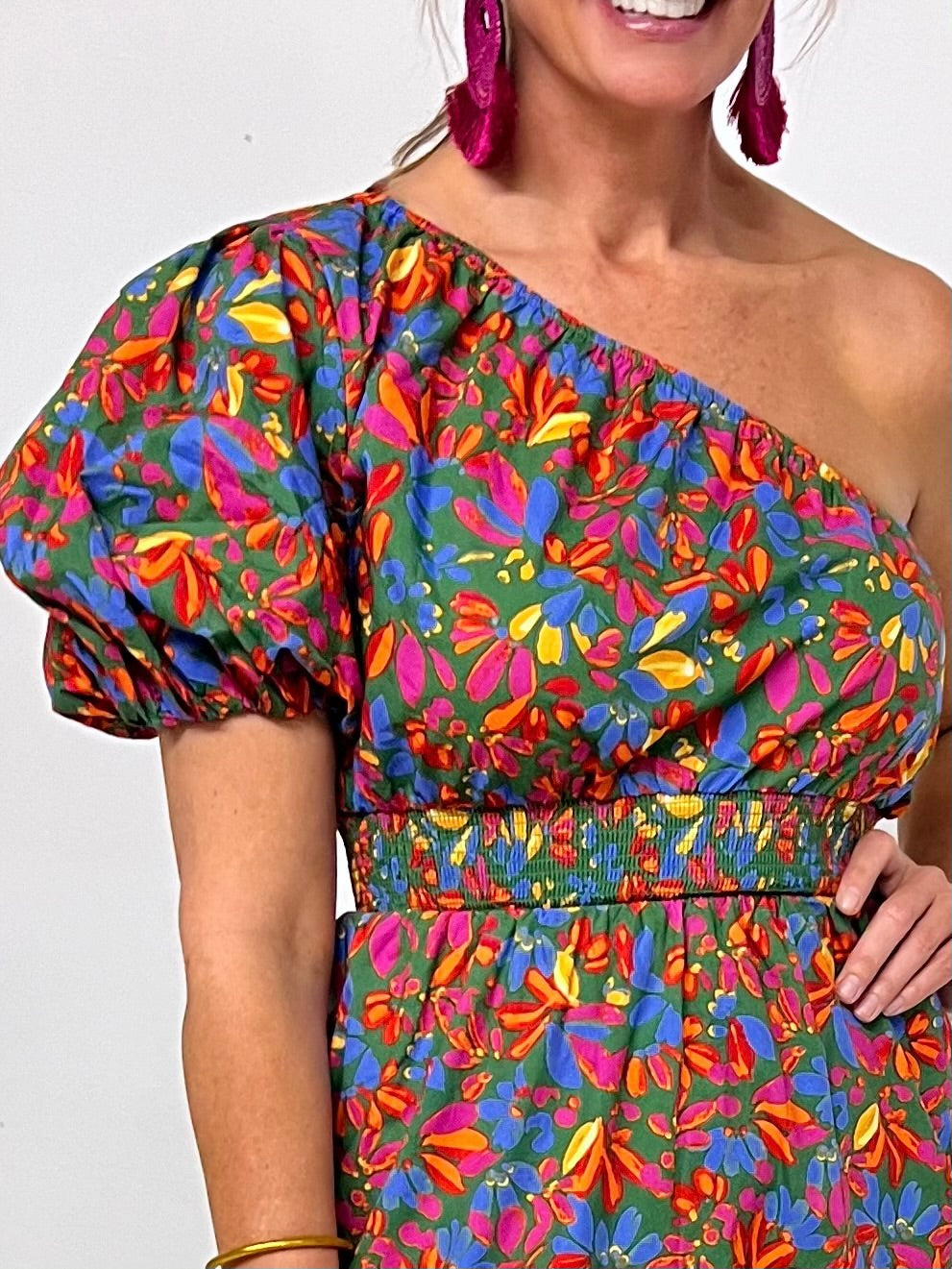 Caliza Flower One Shoulder Dress - FINAL SALE