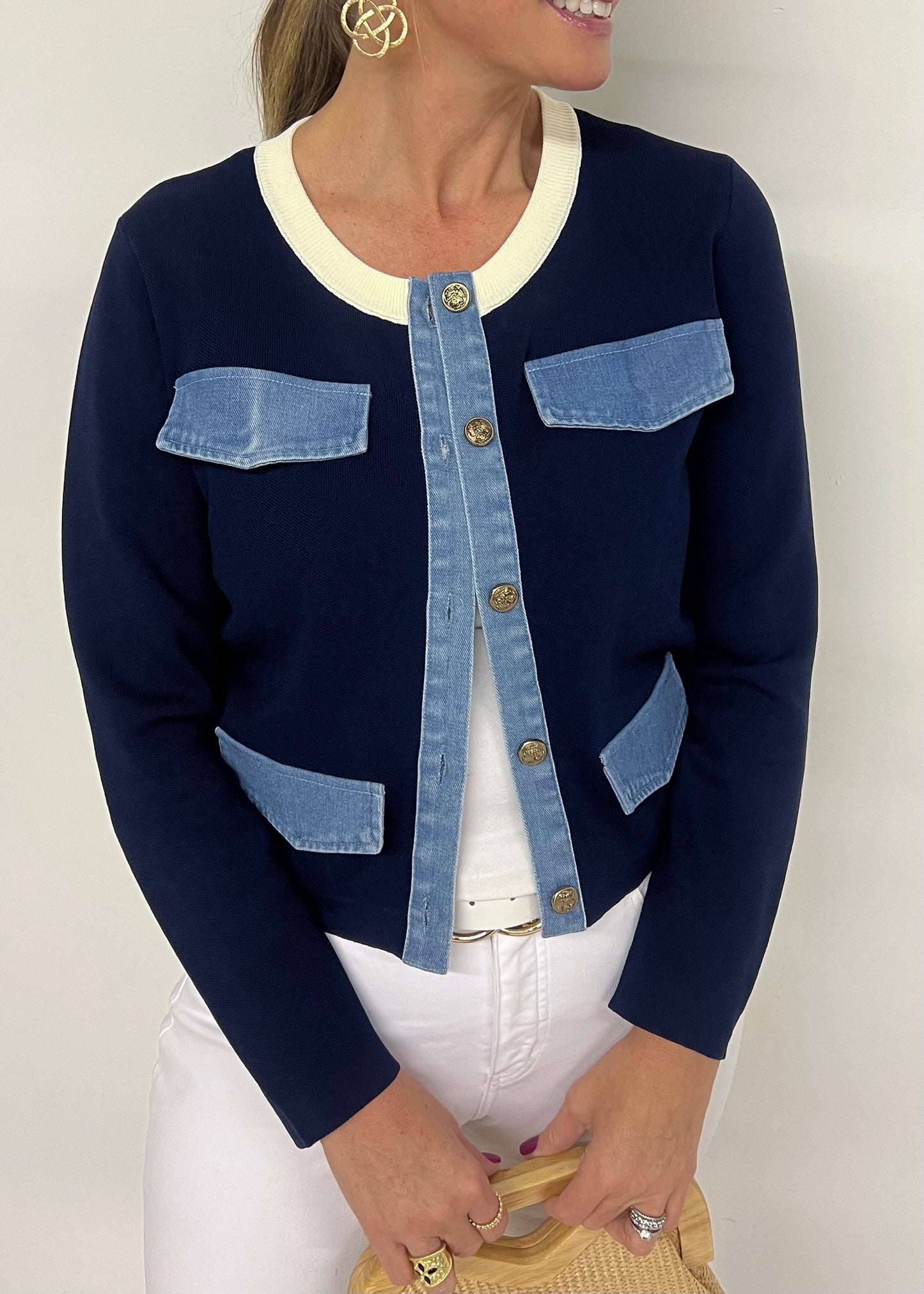 Alex Navy + Denim Cardigan