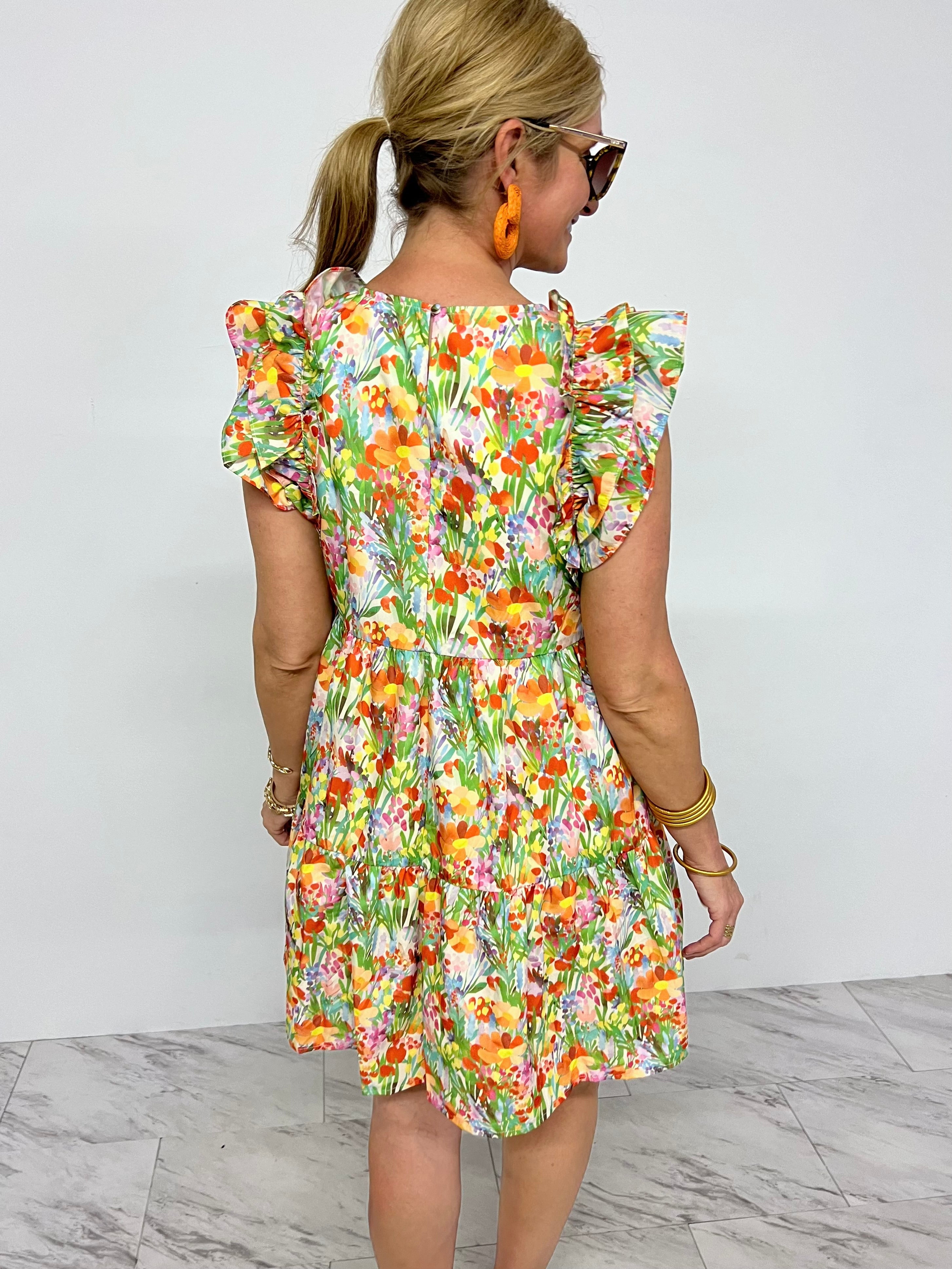 herlipto Garden Party Ruffled Midi Dress