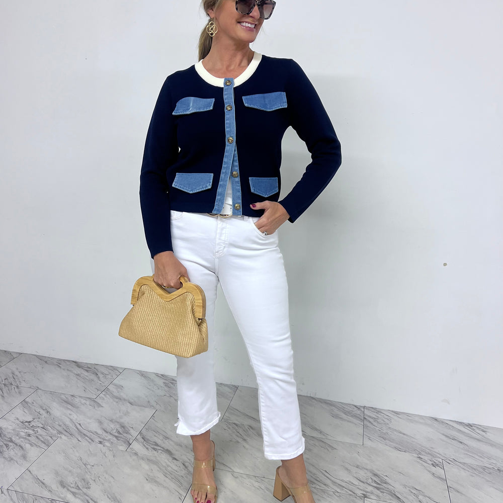 
                  
                    Alex Navy + Denim Cardigan
                  
                