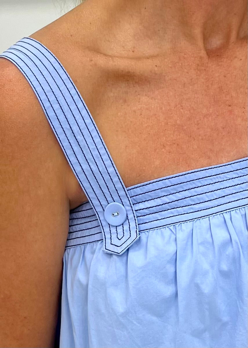 Peri Top Stitch Button Top