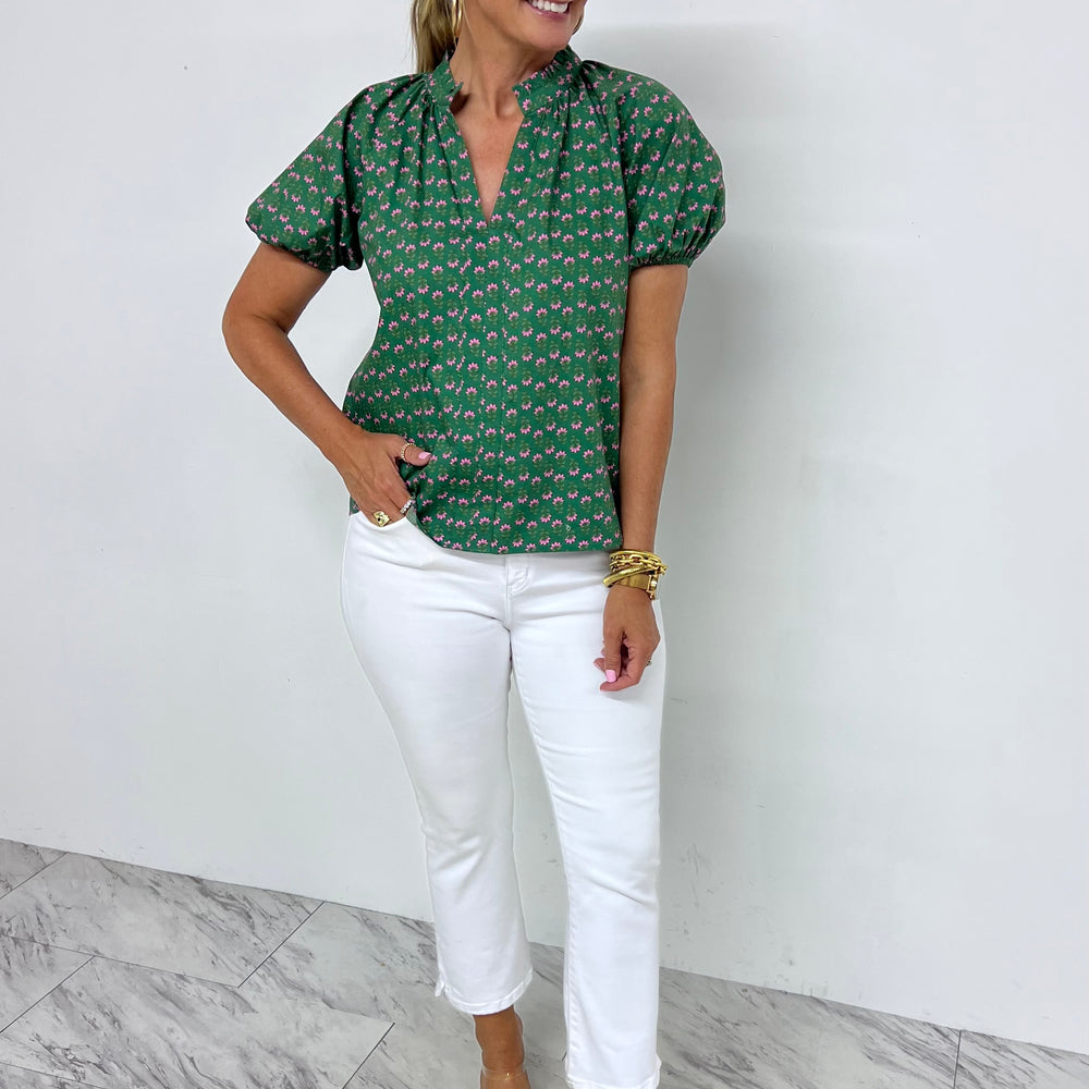 Isha Green Flower Top