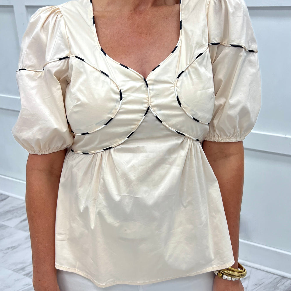 Patterson Piping Puff Sleeve Top