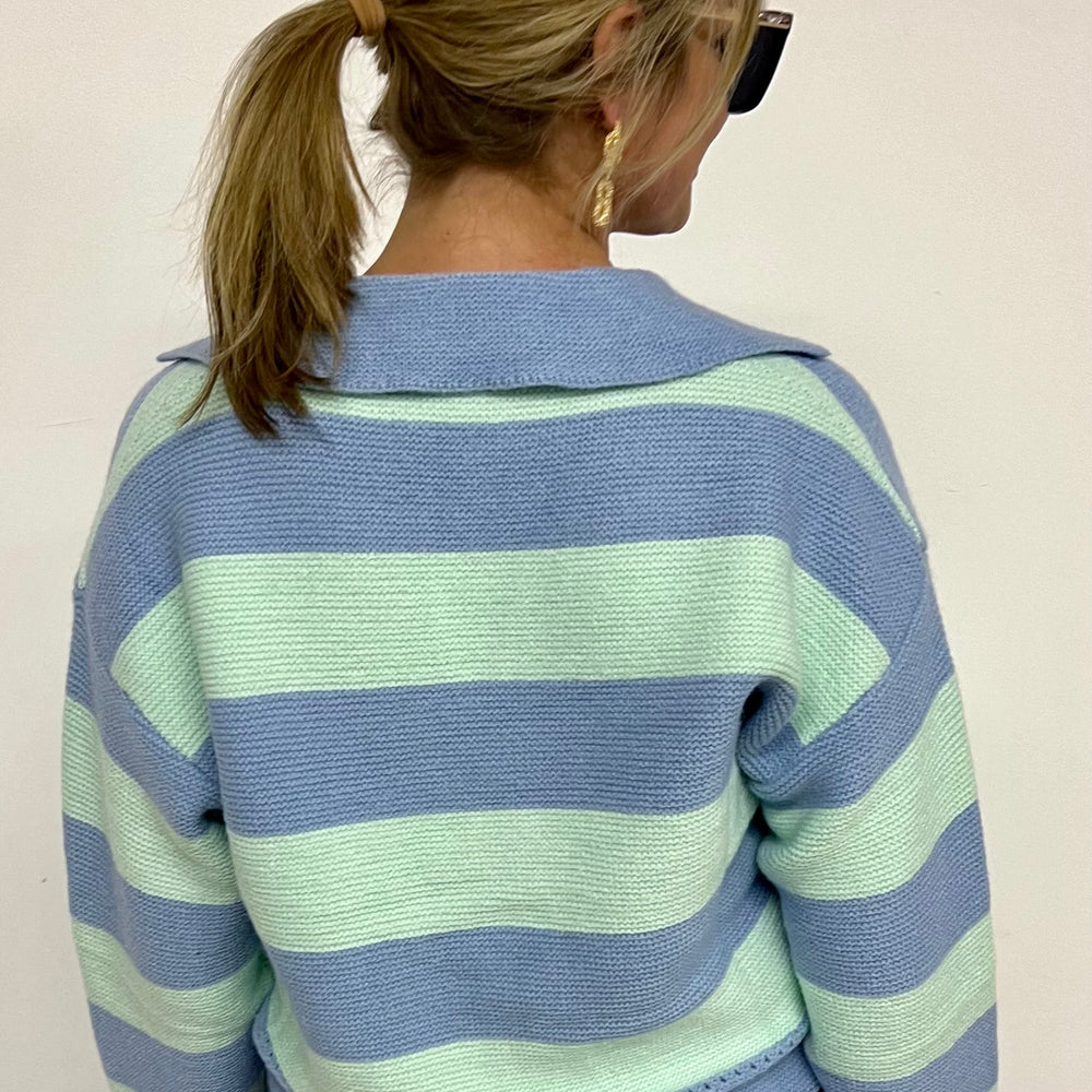 
                  
                    Love Story Stripe + Collar Sweater (Blue Mix)
                  
                