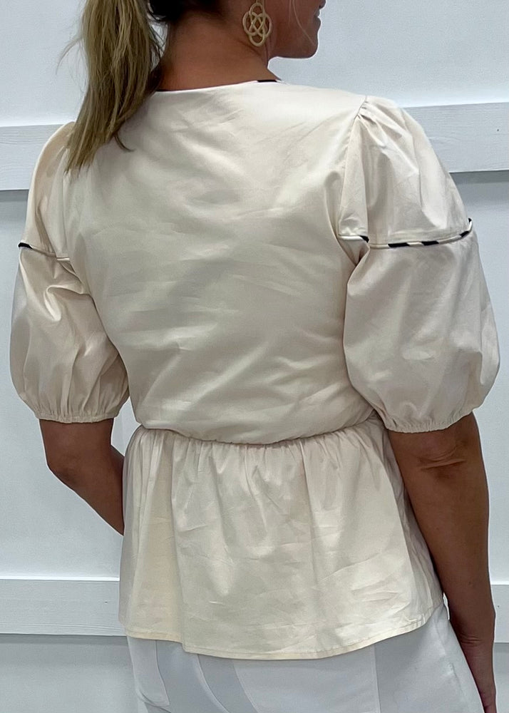 
                  
                    Patterson Piping Puff Sleeve Top
                  
                