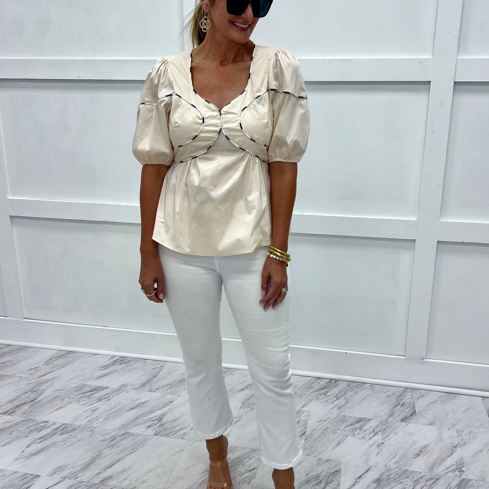 
                  
                    Patterson Piping Puff Sleeve Top
                  
                