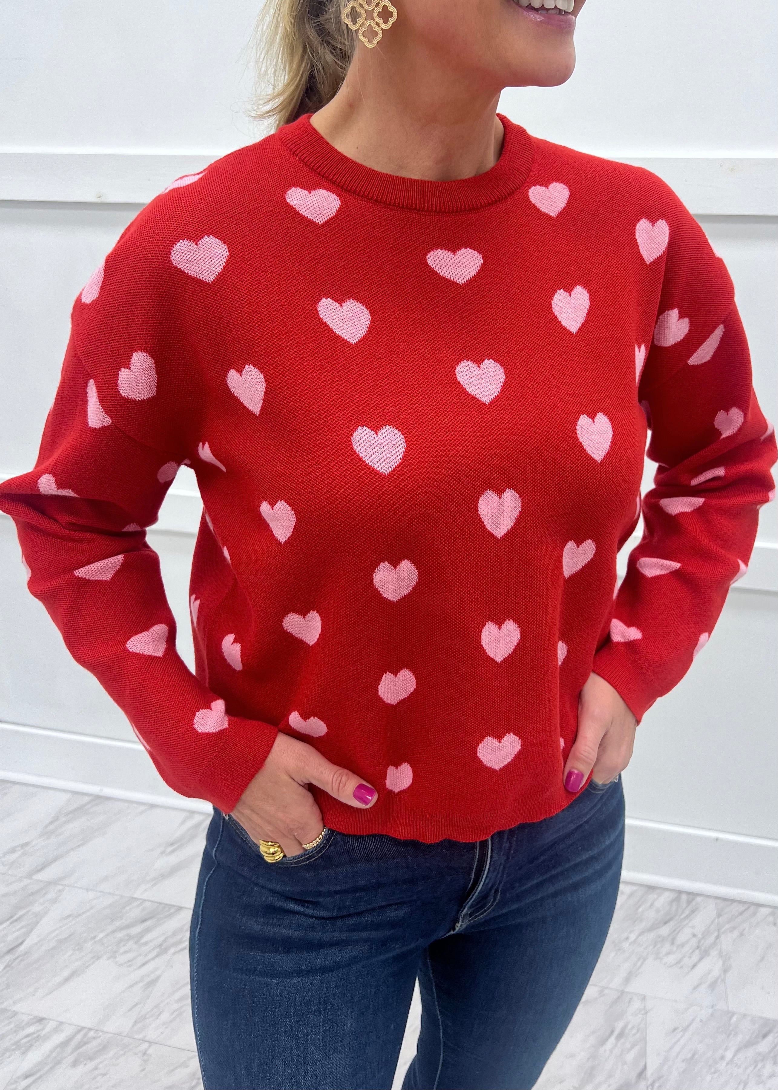 Follow Your Heart Sweater (Red) – shop chartreuse
