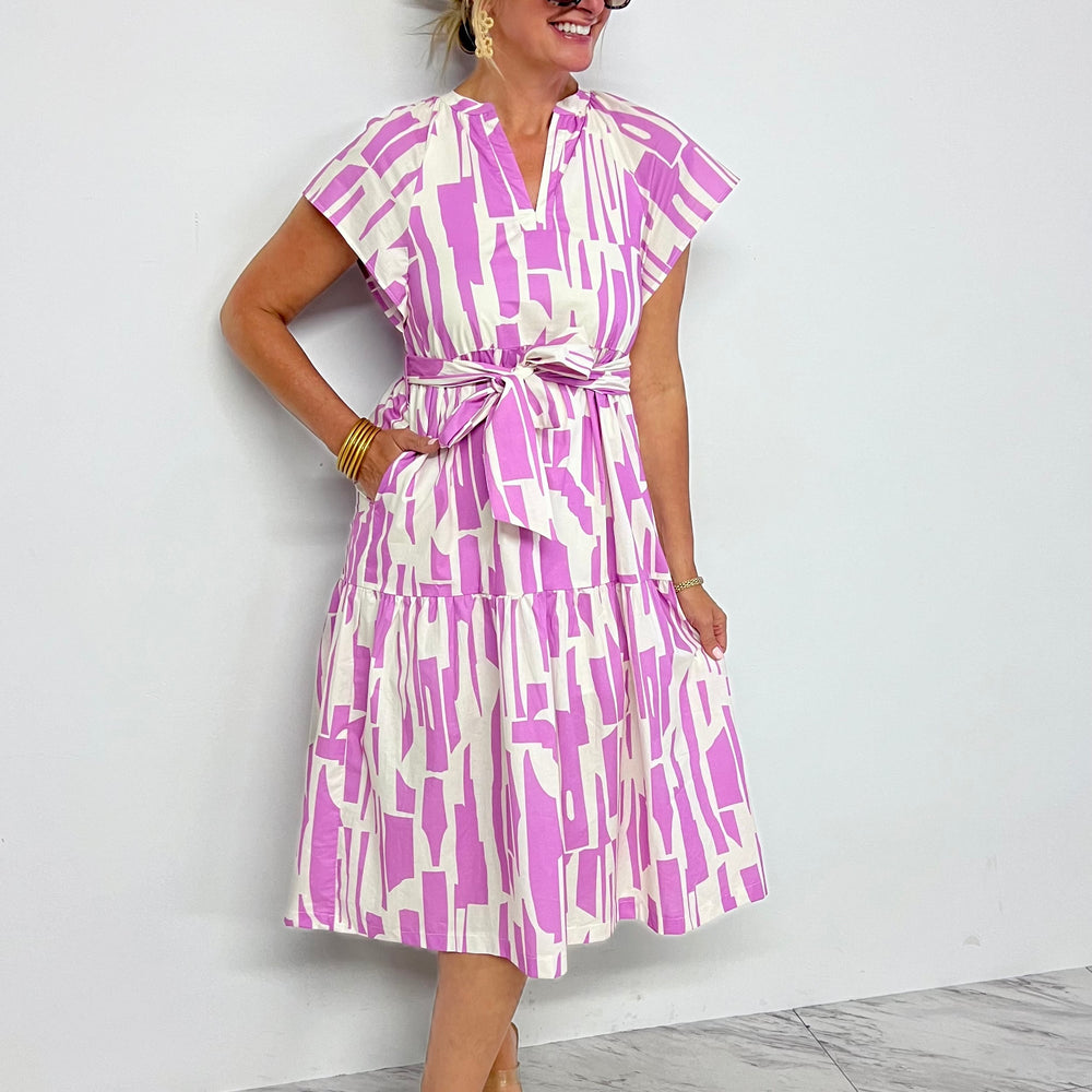 Frankie Print Tie Waist Dress- FINAL SALE