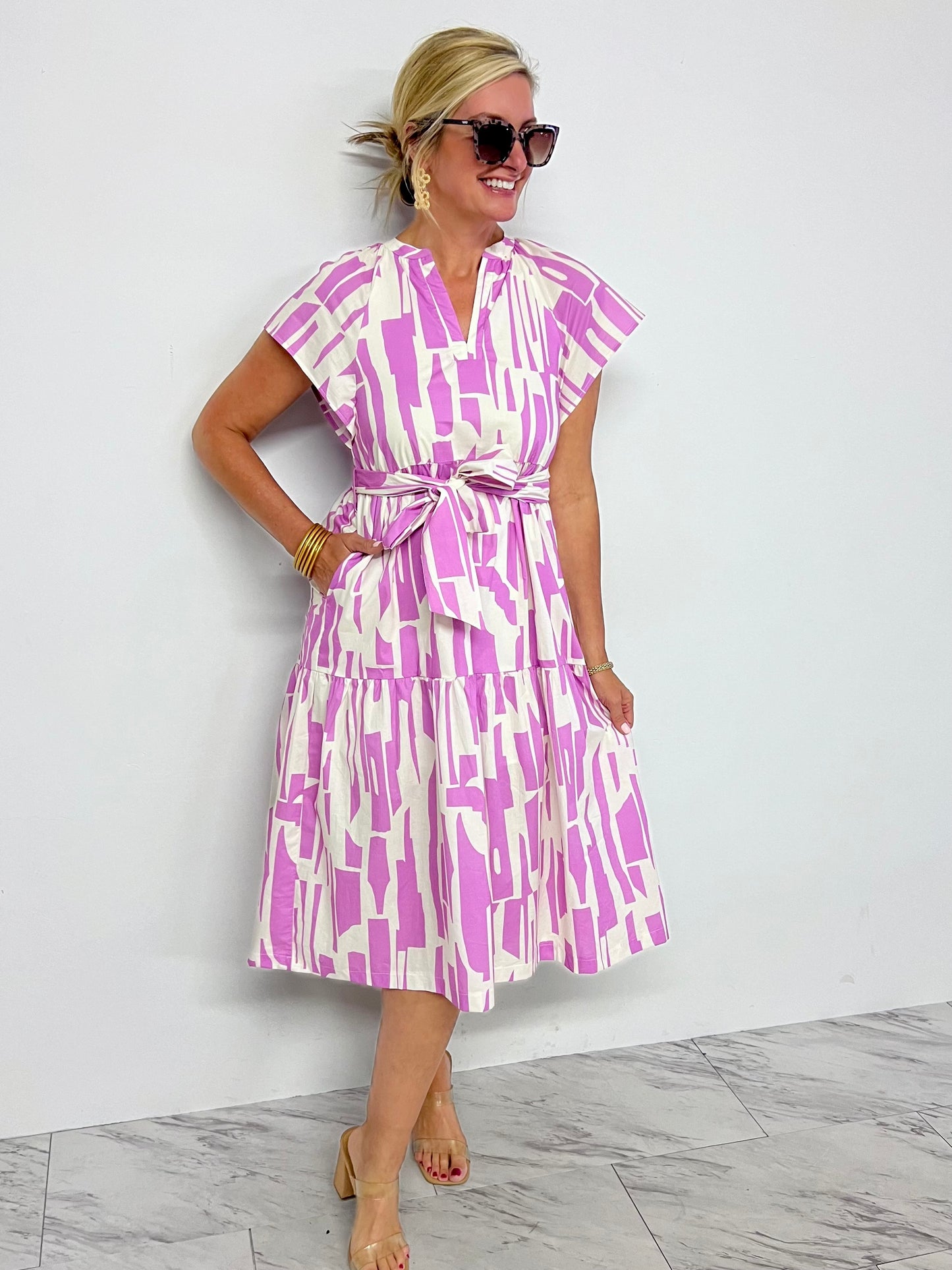 Frankie Print Tie Waist Dress- FINAL SALE